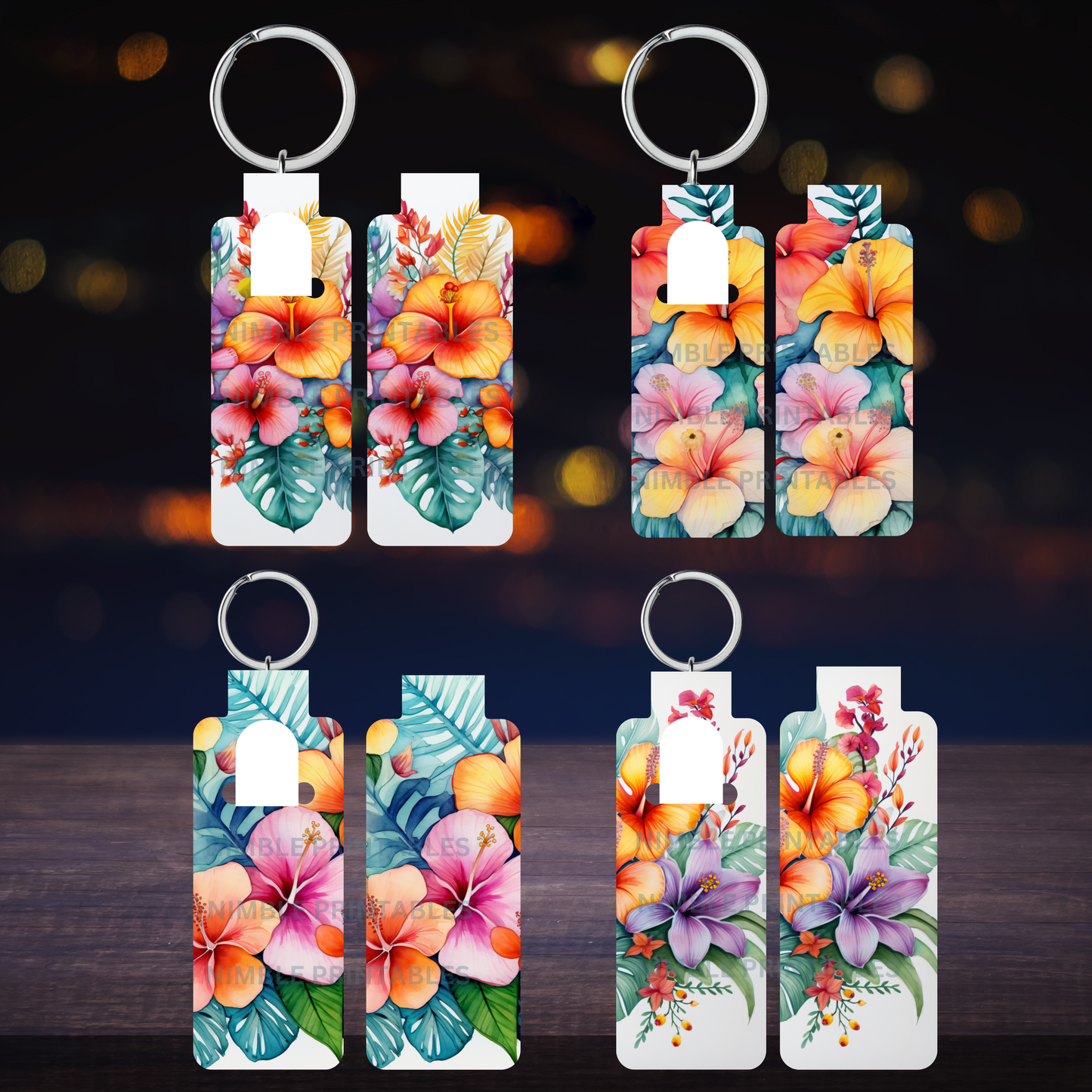 Boho Tropical Skinny Lip Balm Holder PNG Chapstick holder PNG Key Ring Tag Fob Digital Downloads, Instant Download, Sublimation Bundle