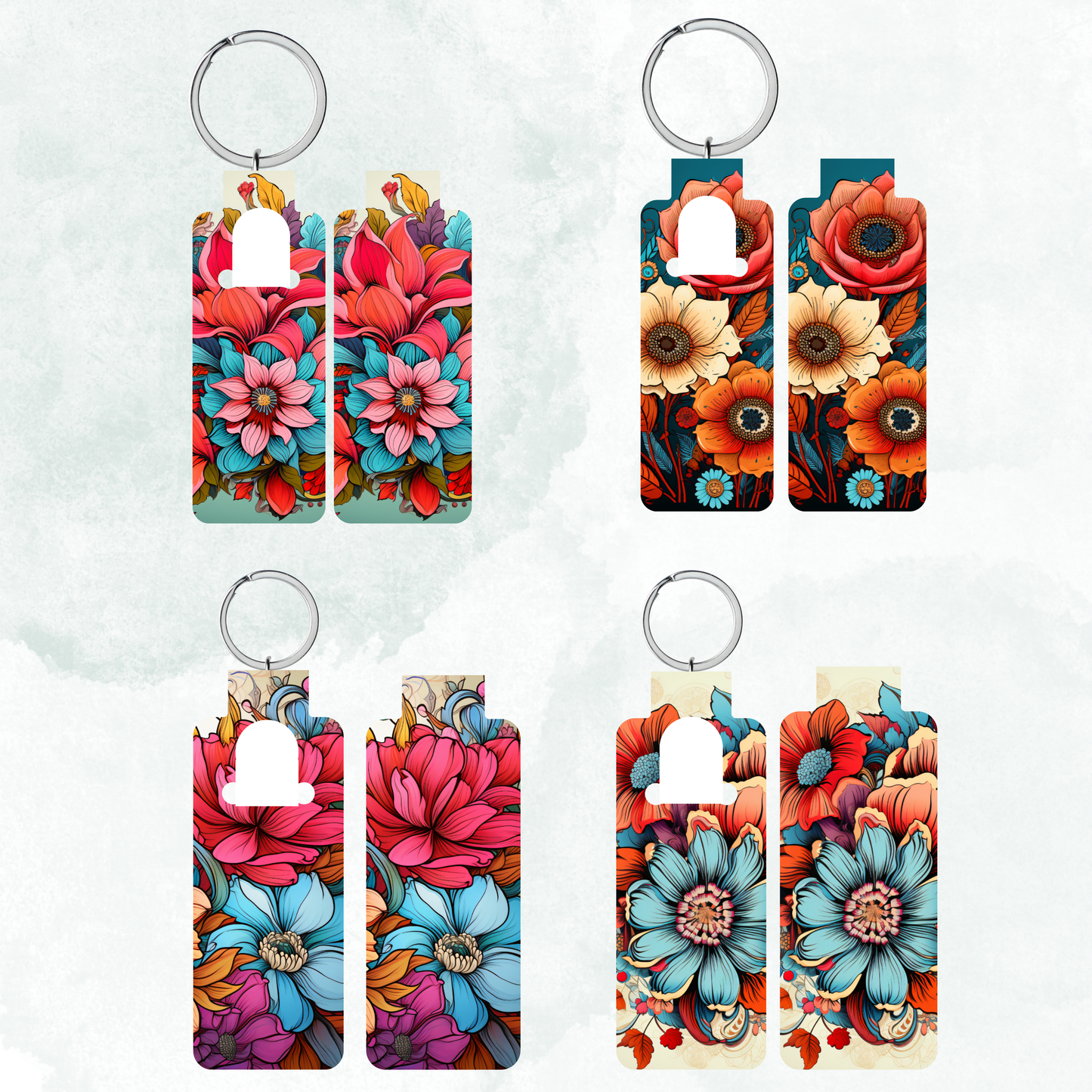 Boho Skinny Lip Balm Sublimation Bundle Skinny Lip Balm Holder PNG Key Ring Tag Fob Digital Downloads, Instant Download Floral PNG