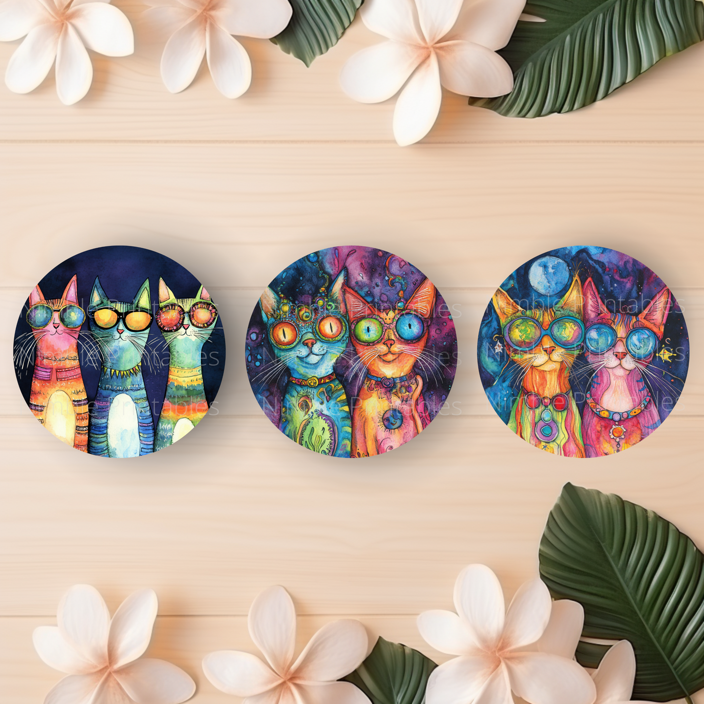 Whimsical Cat Car Coaster PNG,  Instant Downloads Sublimation Design Car Accessories Cat PNG, Funny Cat PNG, Cute Cat Coaster, Pet PNG