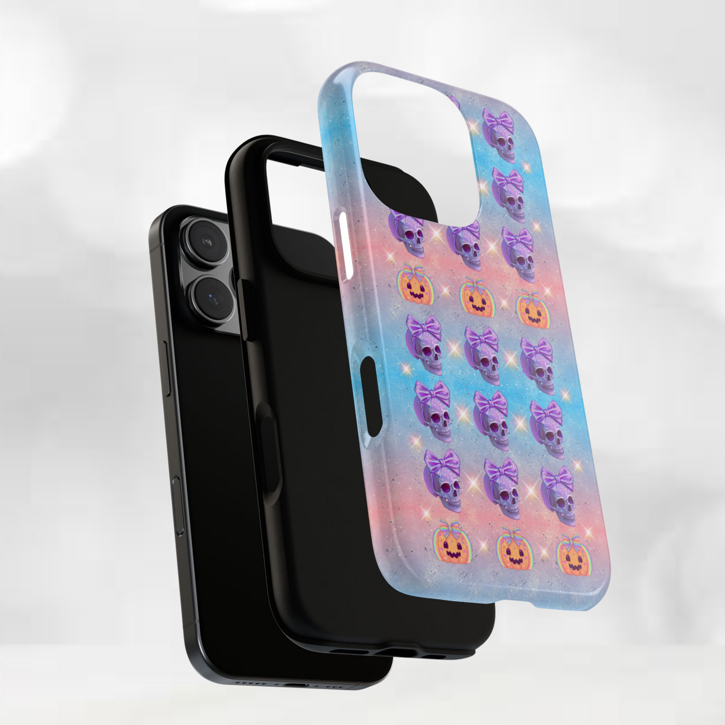 Pastel Iridescent Skull iPhone Case Cute Halloween Phone Cover Tough Cases Alternative Phone Case Gift for Her Goth Phone Case