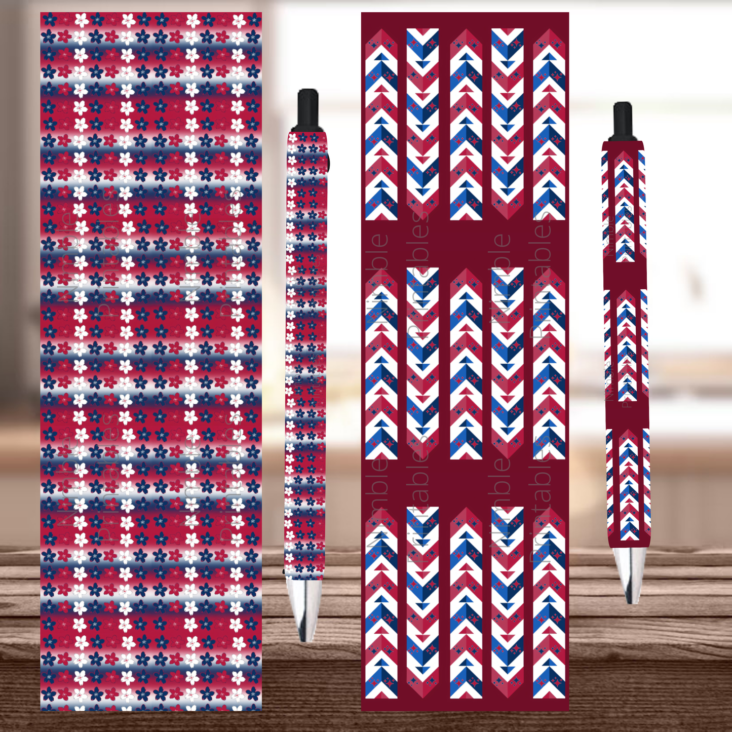 American Flag Pen Wrap PNG, Ink Joy Pen Wraps, Waterslide Pen Wrap PNG, Instant Digital Download, coquette bows png, Floral png, star png