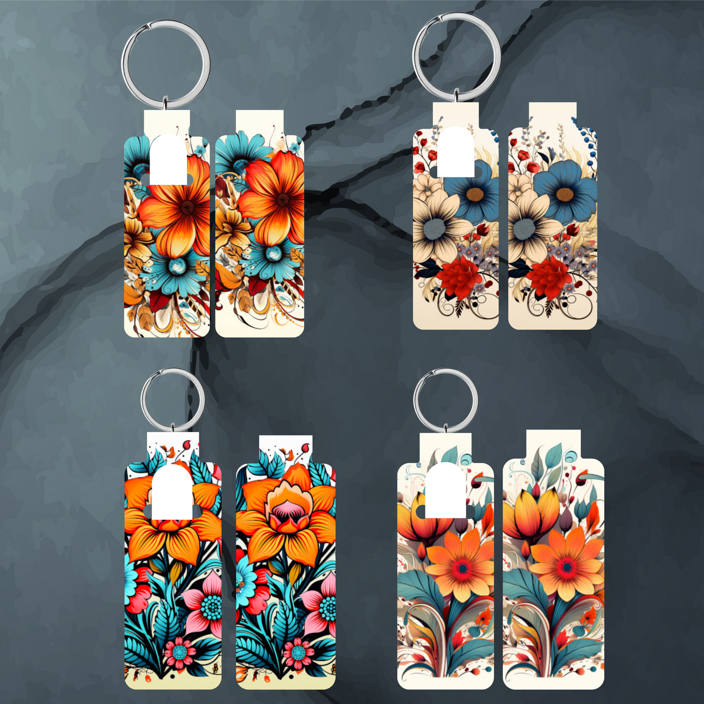 Boho Skinny Lip Balm Sublimation Bundle Skinny Lip Balm Holder PNG Key Ring Tag Fob Digital Downloads, Instant Download Floral PNG