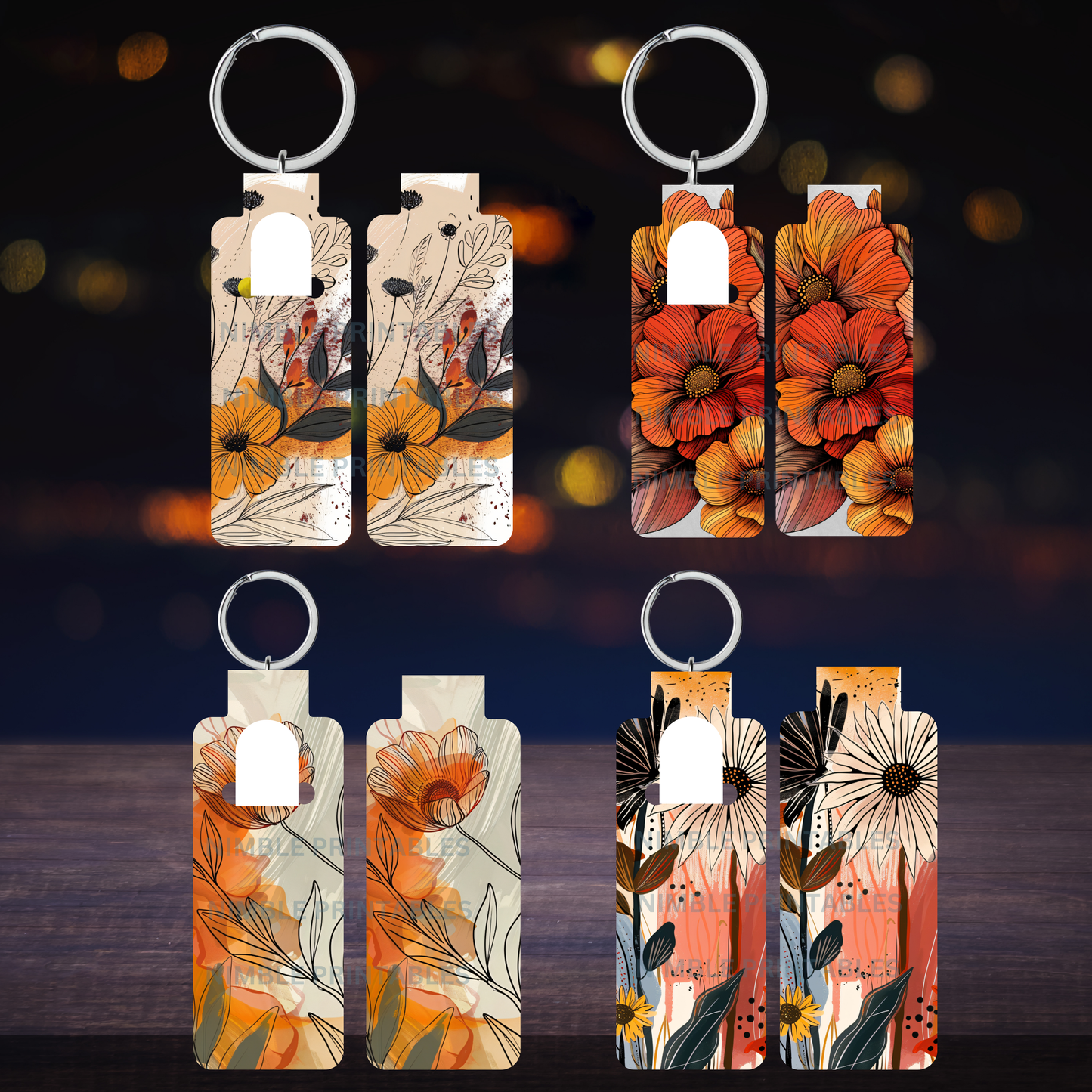Autumn Boho Floral Skinny Lip Balm Sublimation Bundle Lip Balm Holder PNG Chapstick Holder PNG Sublimation Images Instant Download
