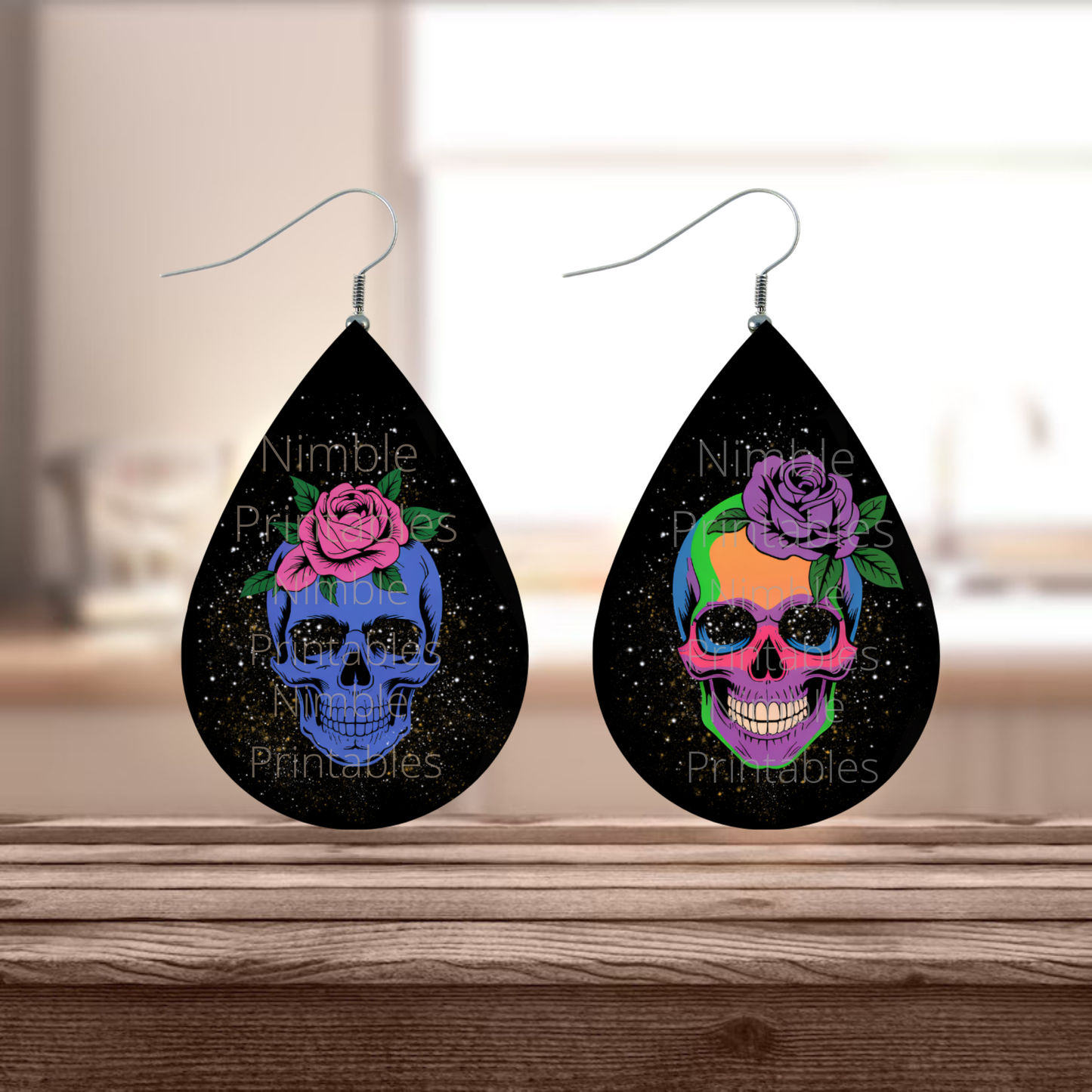 Teardrop Earring PNG Halloween PNG Sublimation Digital Instant Download Designs Skull PNG Goth PNG