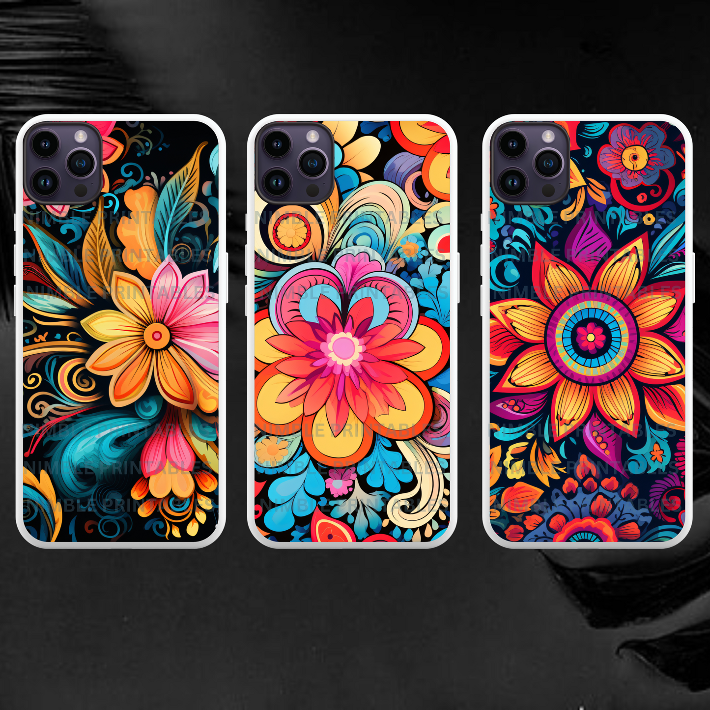 Boho Hippie Floral Sublimation Phone Case PNG, Phone Case Design, Digital Download, Floral PNG, Hippie PNG, Groovy png, Trendy png