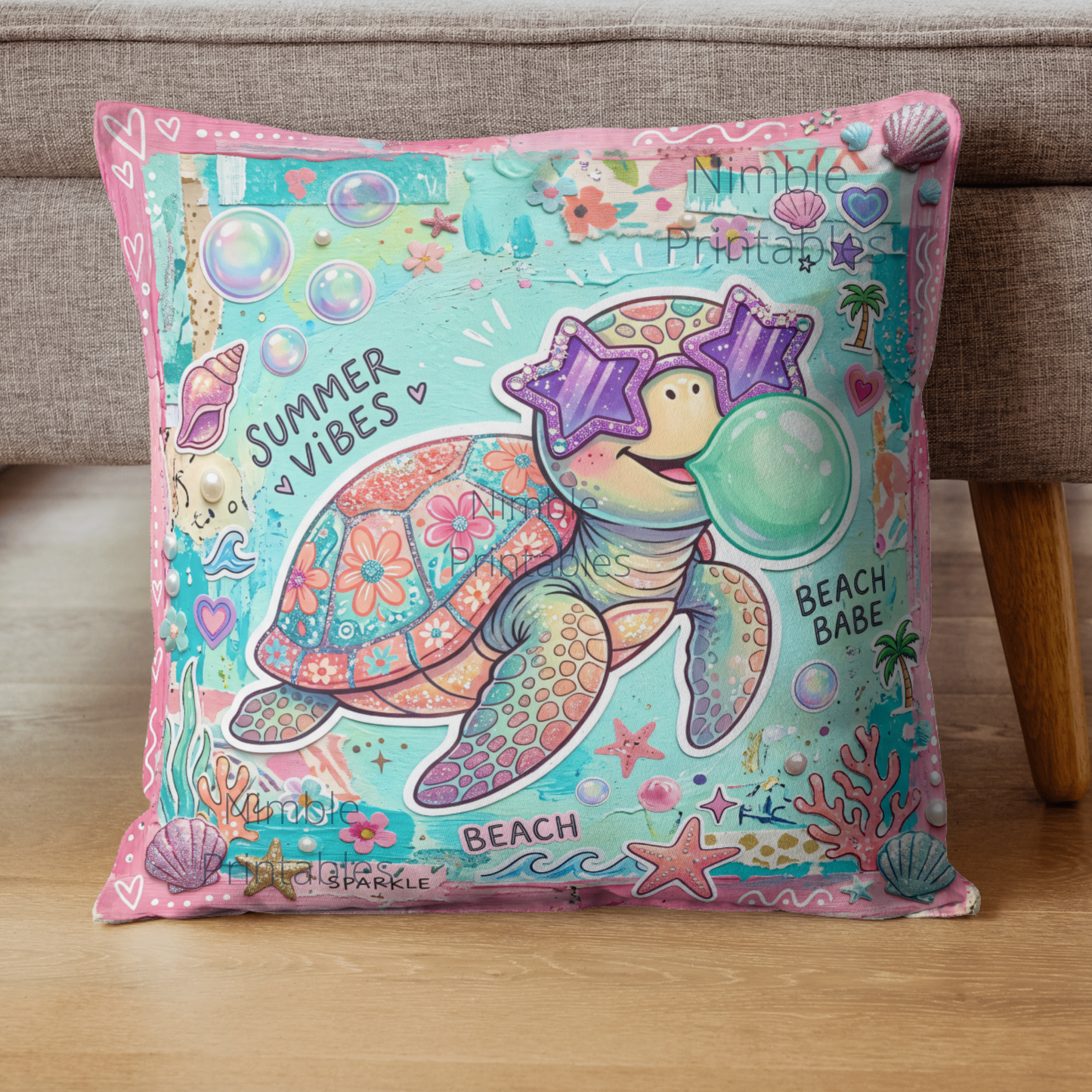 Preppy Sea Turtle Png, Retro Summer Png, Summer Vibes Png, Funny Turtle Png, Summer Beach Png Instant Digital Download