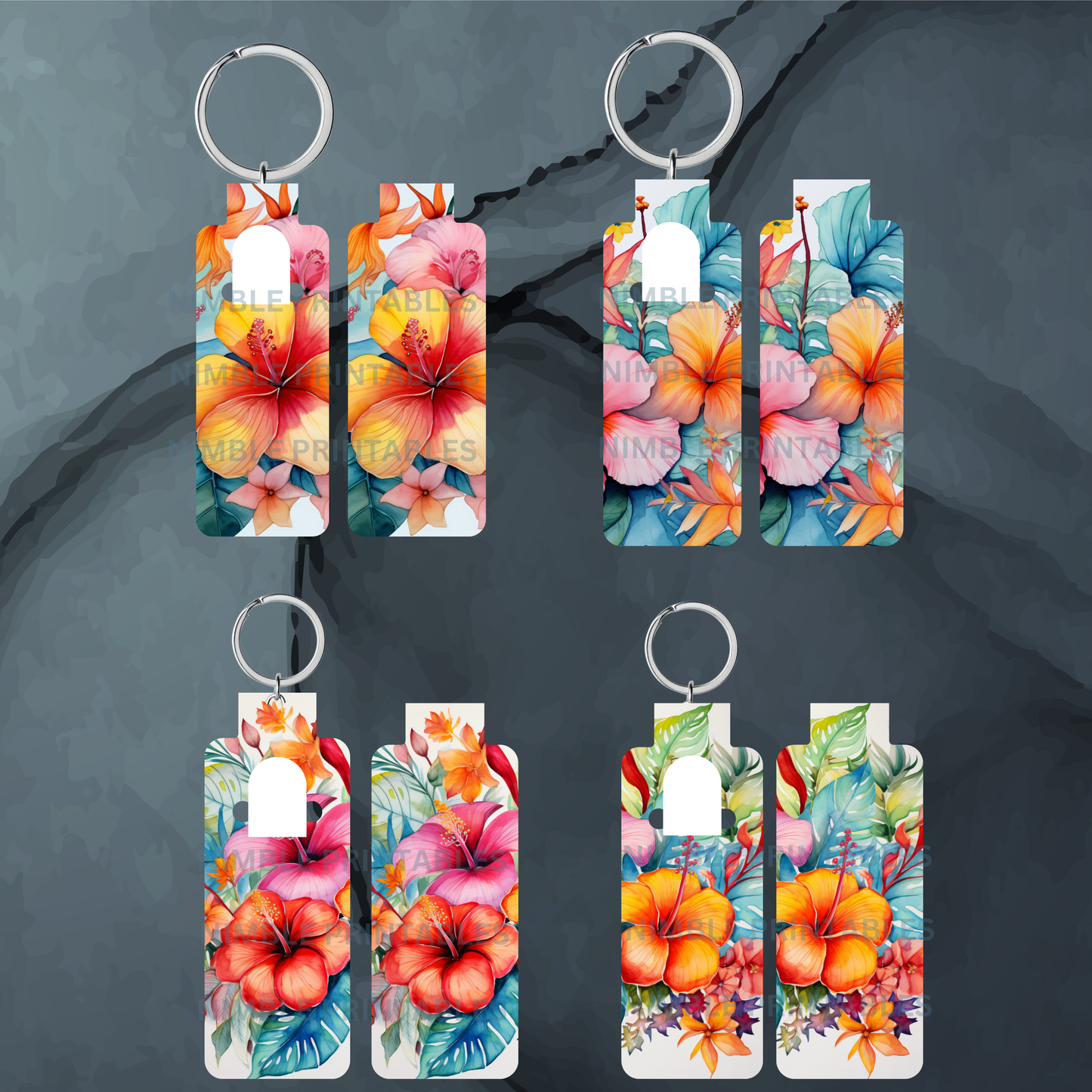 Boho Tropical Skinny Lip Balm Holder PNG Chapstick holder PNG Key Ring Tag Fob Digital Downloads, Instant Download, Sublimation Bundle