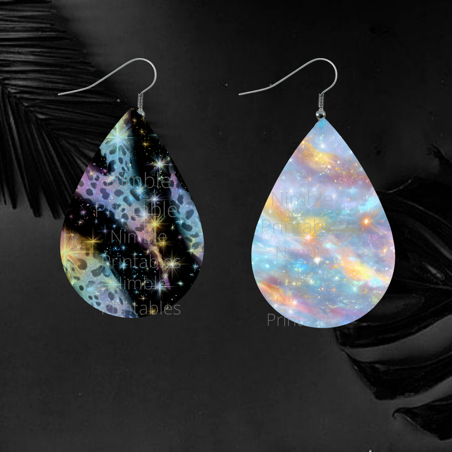 Teardrop Earring PNG Sublimation Instant Download Designs Digital Iridescent Sparkle Leopard Print Glitter PNG Animal Print Jewelry
