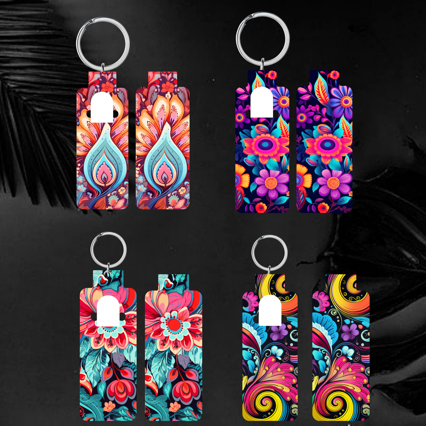 Boho Hippie Skinny Lip Balm Sublimation Bundle Skinny Lip Balm Holder PNG Key Ring Tag Fob Digital Downloads, Instant Download PNG