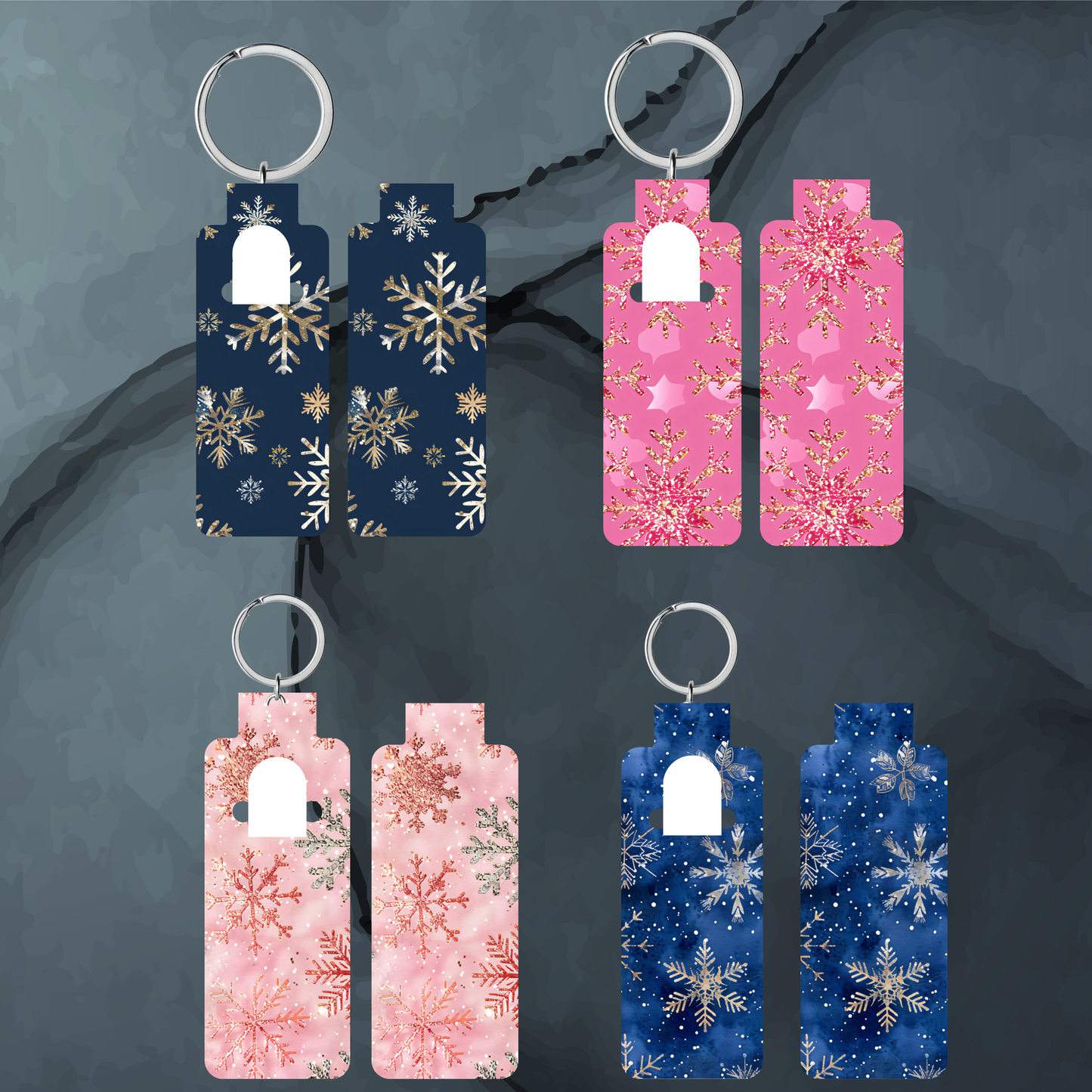 Snowflake Skinny Lip Balm Sublimation Bundle, Chapstick Holder PNG Key Ring Tag Key Fob Digital Downloads, Instant Download Winter PNG