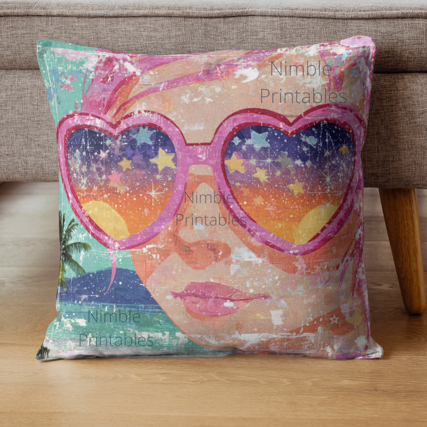 Tropical Sunset PNG, Retro Beach Sublimation Design, Coastal PNG, Stars PNG, Trendy png Sublimation Design Instant Digital Download