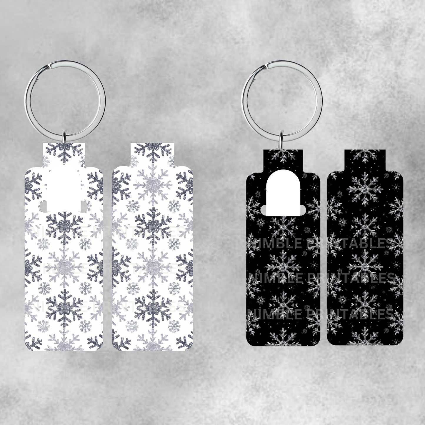 Snowflake Skinny Lip Balm Sublimation Bundle, Chapstick Holder PNG Key Ring Tag Key Fob Digital Instant Download Winter PNG