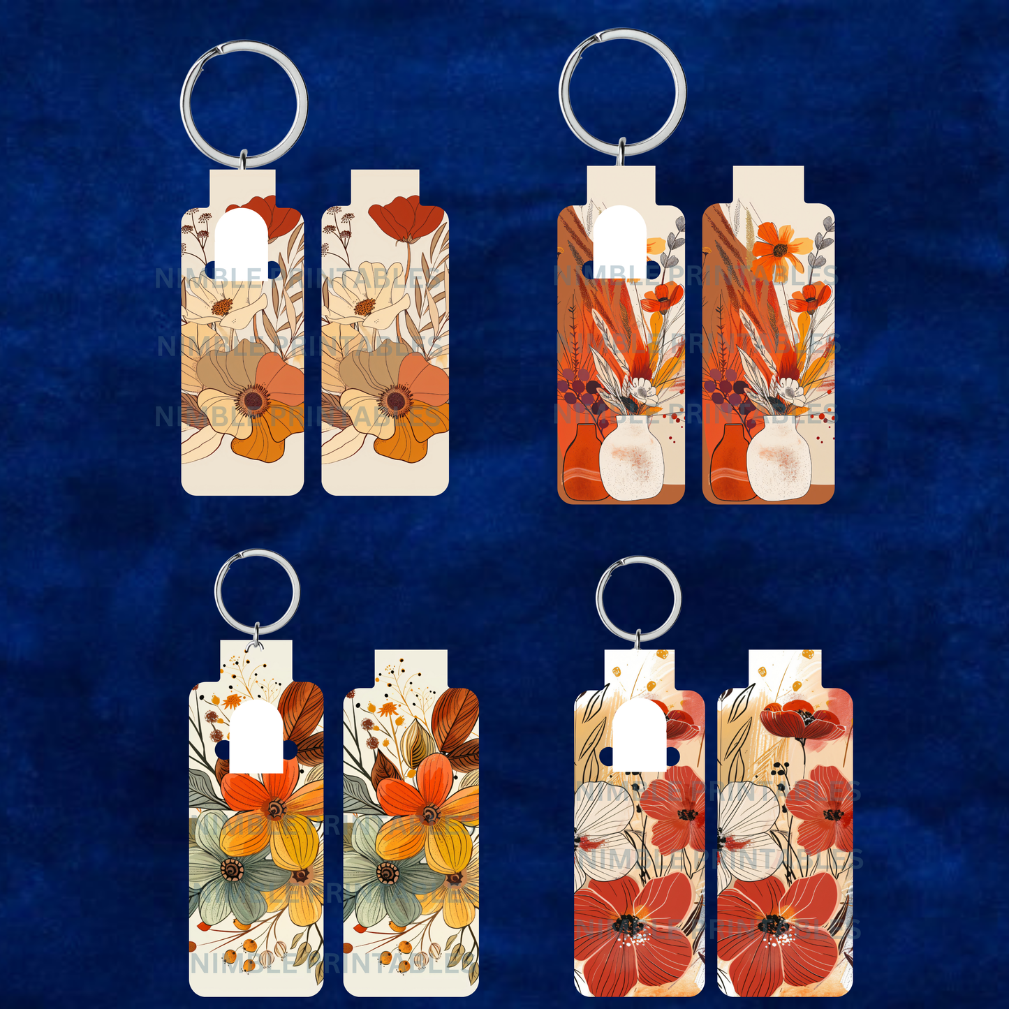 Autumn Boho Floral Skinny Lip Balm Sublimation Bundle Lip Balm Holder PNG Chapstick Holder PNG Sublimation Images Instant Download