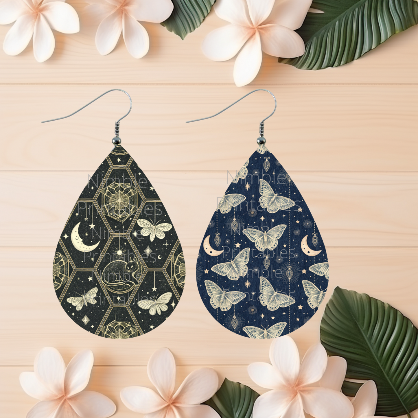 Teardrop Earring PNG Earrings Butterfly, Snake, Scarab, Sublimation Earring Designs Digital Download Instant Download, moon png