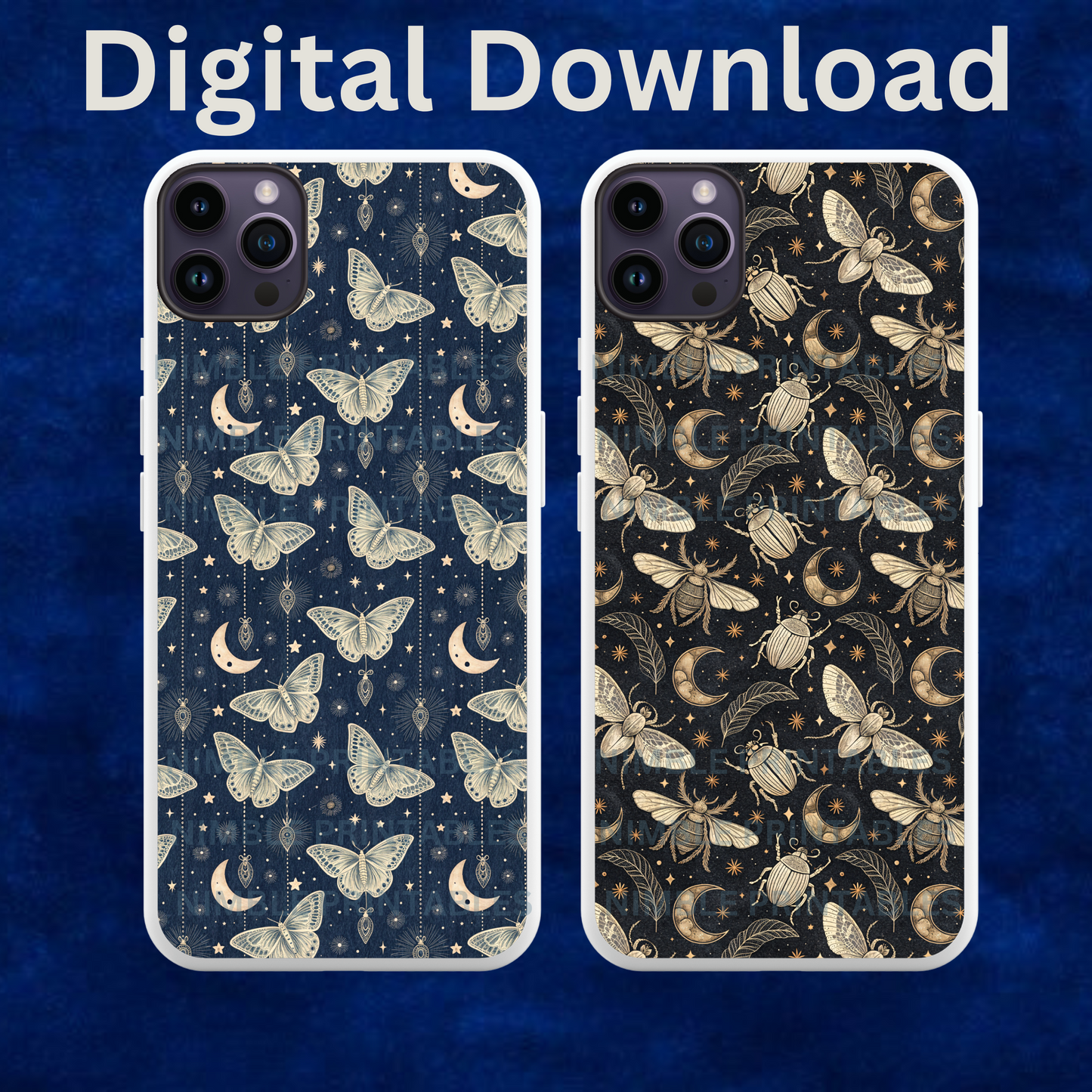 Cat Phone Case Sublimation PNG Design, Instant Digital Download, iPhone Or Samsung Cover, Snake, Luna Moth, Gothic Design