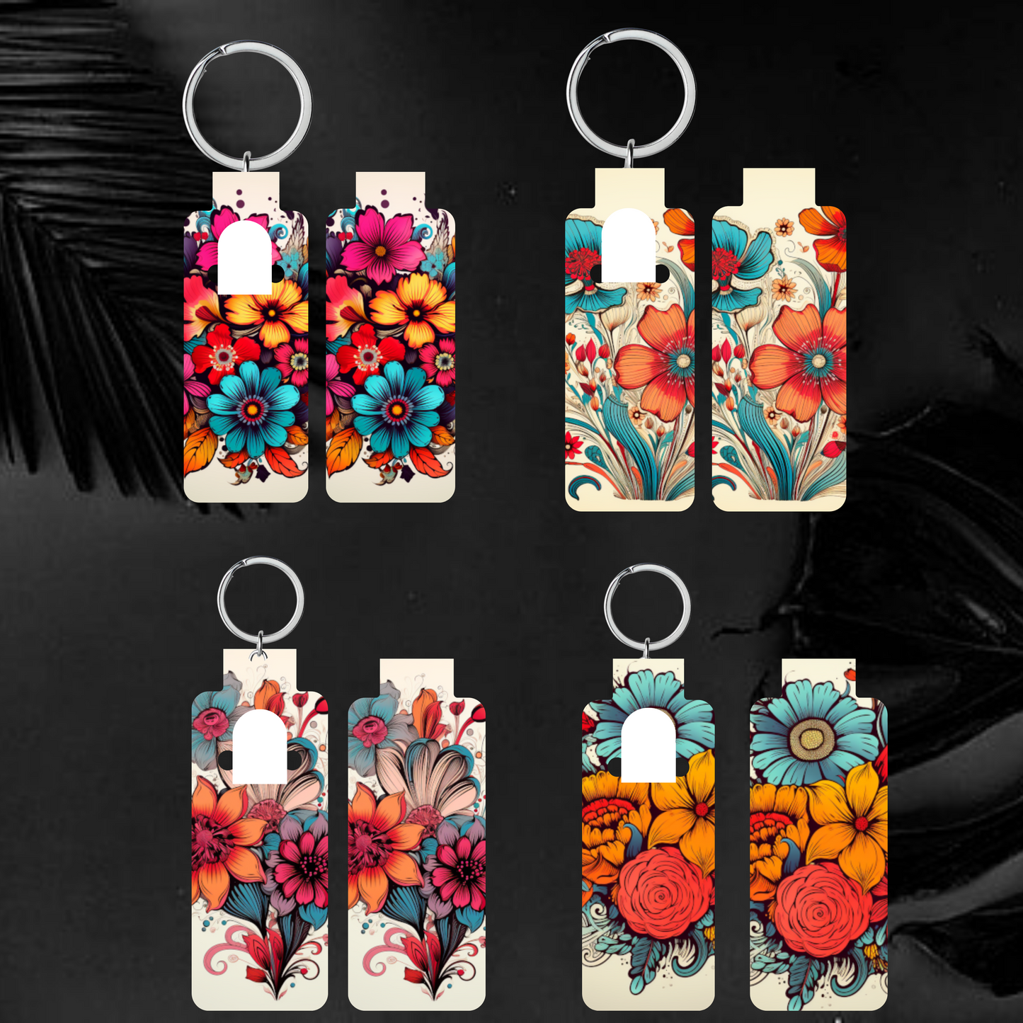 Boho Skinny Lip Balm Sublimation Bundle Skinny Lip Balm Holder PNG Key Ring Tag Fob Digital Downloads, Instant Download Floral PNG