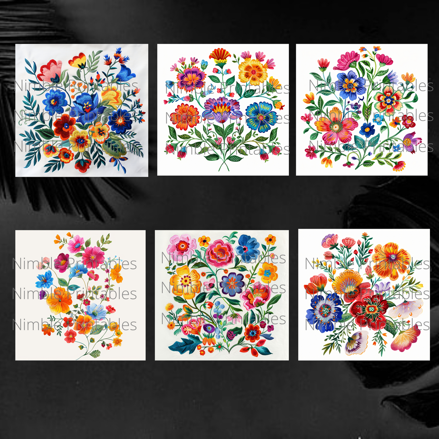 Mexican Floral Square Coaster PNG, Boho PNG, Square Coaster PNG, Instant Downloads Sublimation Design, Ethnic Images, 300 dpi