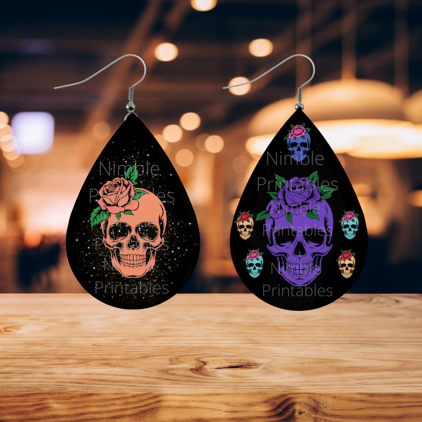 Teardrop Earring PNG Halloween PNG Sublimation Digital Instant Download Designs Skull PNG Goth PNG