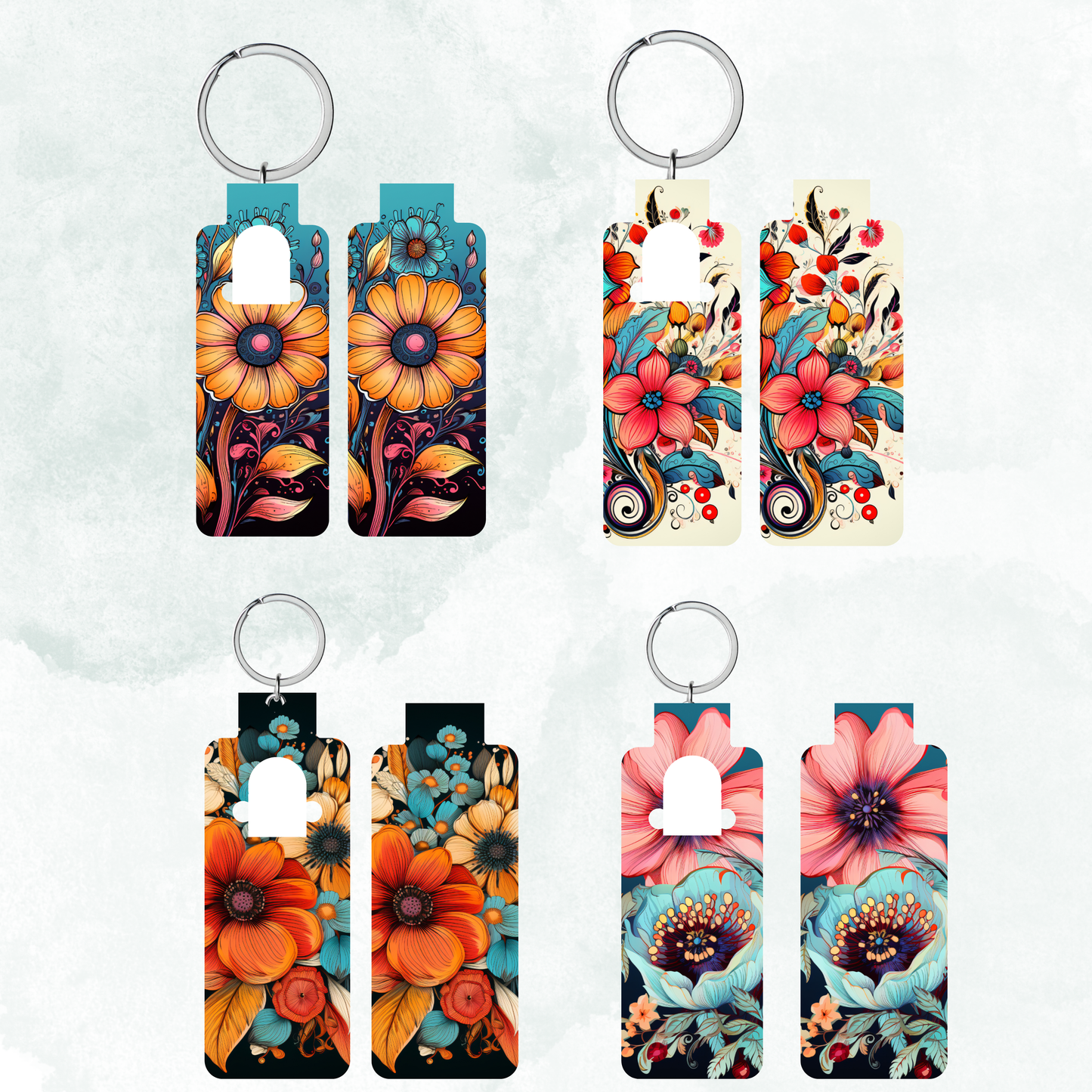 Boho Skinny Lip Balm Sublimation Bundle Skinny Lip Balm Holder PNG Key Ring Tag Fob Digital Downloads, Instant Download Floral PNG