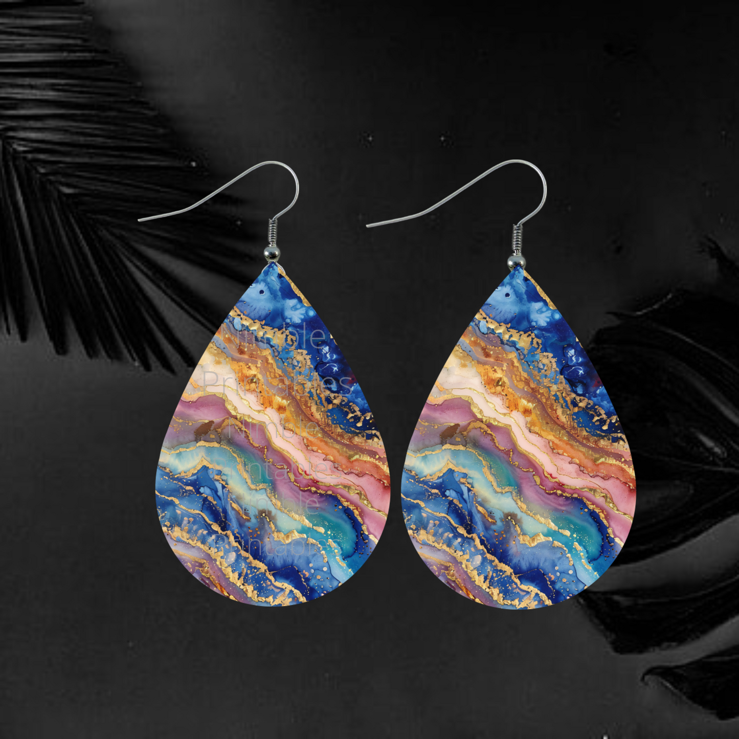 Teardrop Earring PNG Earrings Kintsugi Earring Sublimation Earring Designs Digital Download Instant Download Kintsugi Jewelry, Marble PNG