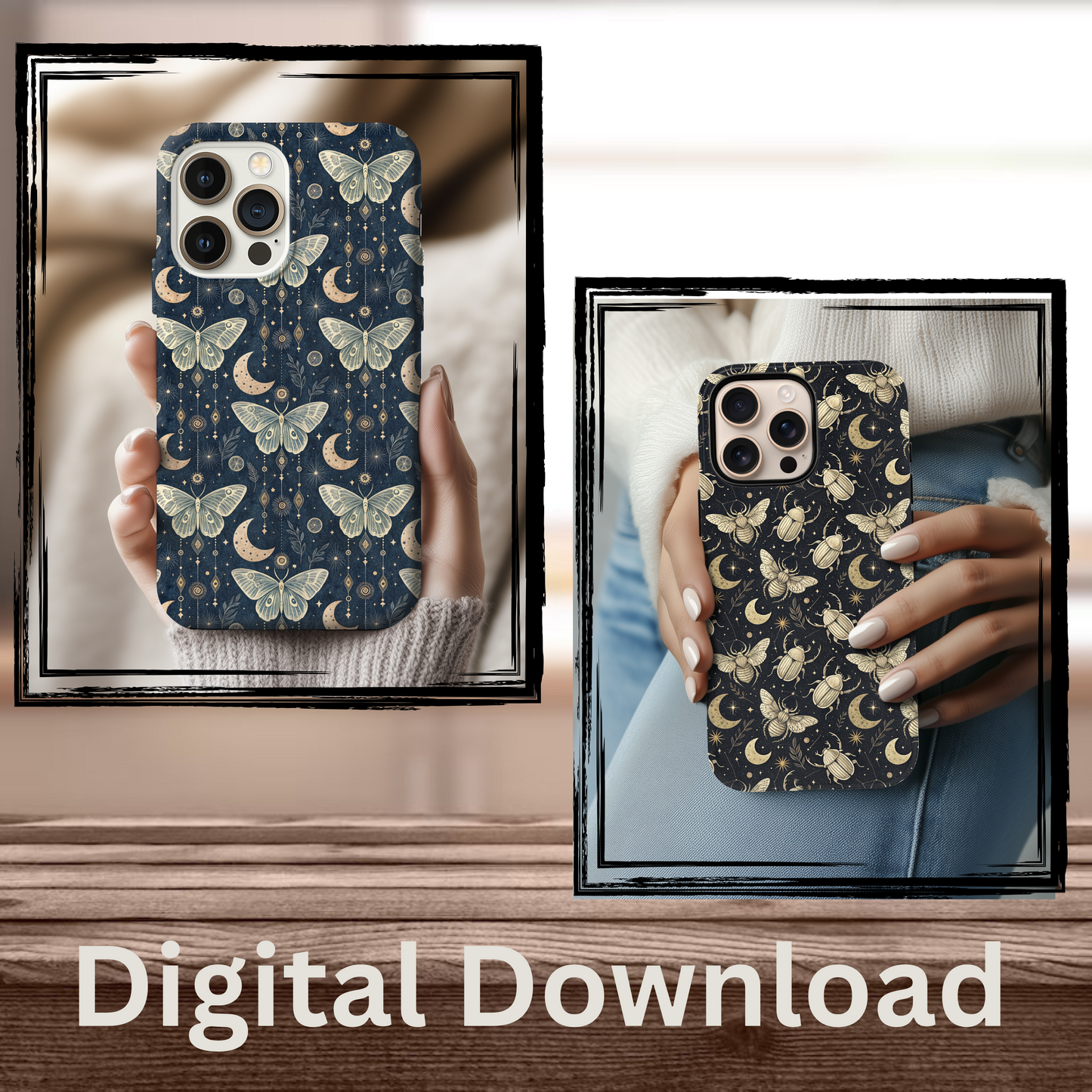 Cat Phone Case Sublimation PNG Design, Instant Digital Download, iPhone Or Samsung Cover, Snake, Luna Moth, Gothic Design