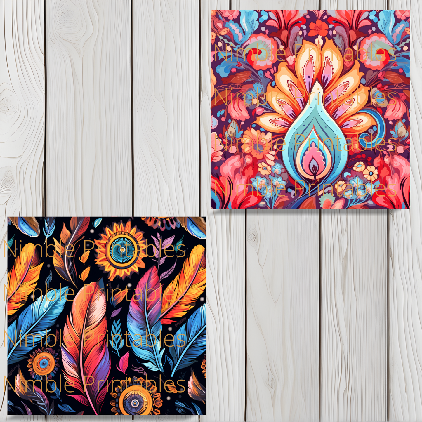 Boho Hippie Floral Square Coaster PNG, Coaster Bundle, Floral png, Boho PNG, Instant Downloads Sublimation Design Hippie png