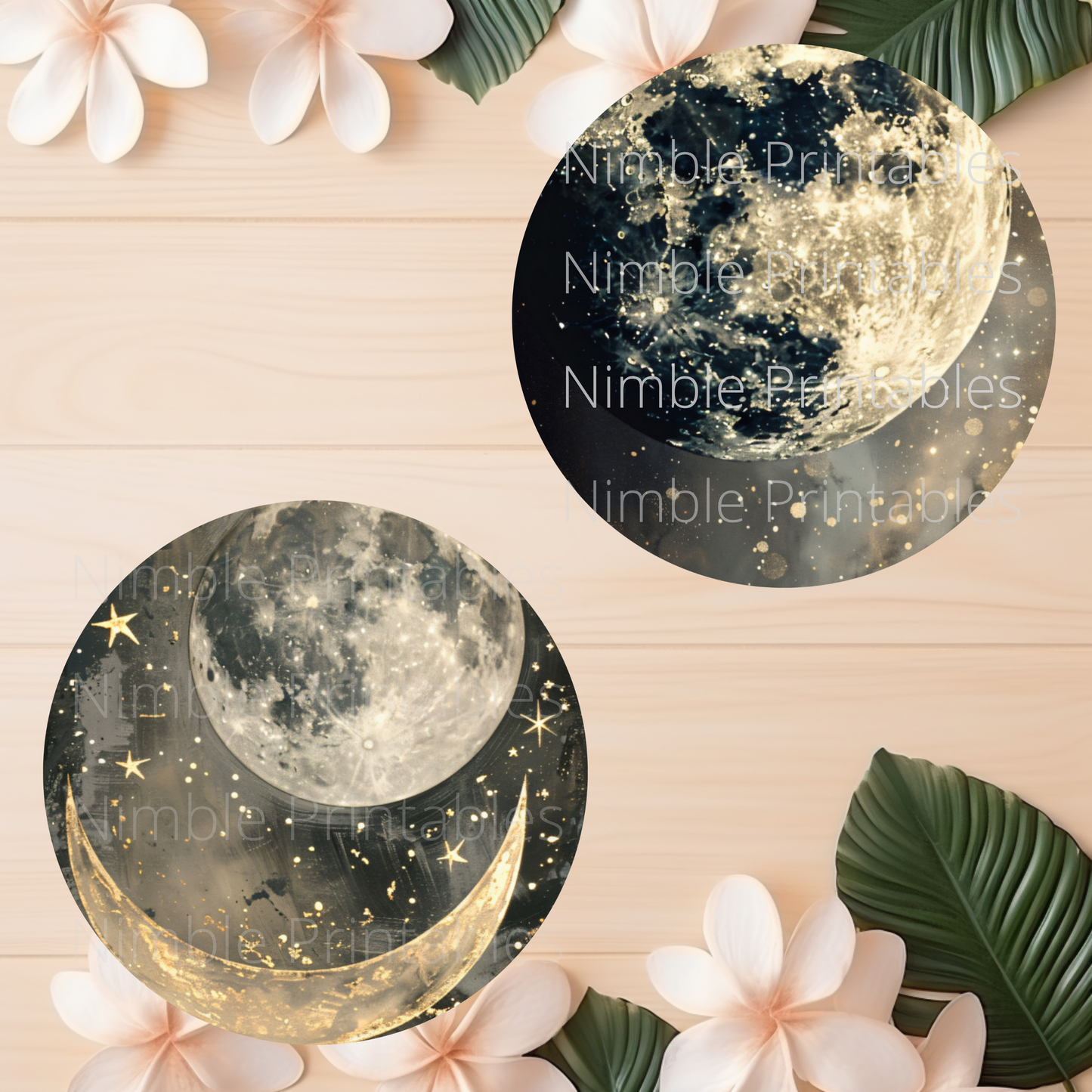 Celestial Moon Car Coaster PNG, Instant Downloads Bundle, Sublimation Design, Car Accessories, Star PNG