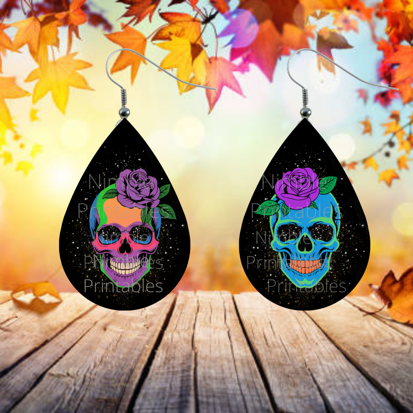 Teardrop Earring PNG Halloween PNG Sublimation Digital Instant Download Designs Skull PNG Goth PNG