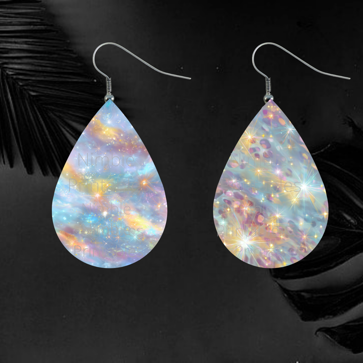 Teardrop Earring PNG Sublimation Instant Download Designs Digital Iridescent Sparkle Leopard Print Glitter PNG Animal Print Jewelry