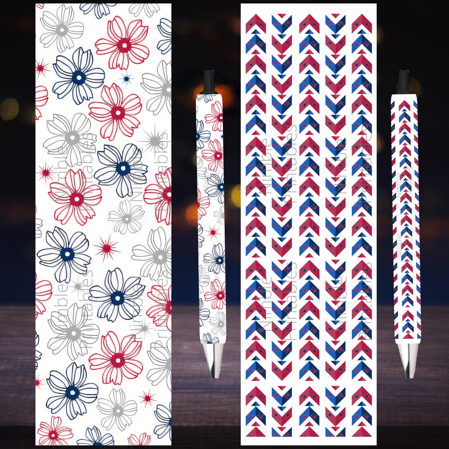 American Flag Pen Wrap PNG, Ink Joy Pen Wraps, Waterslide Pen Wrap PNG, Instant Digital Download, coquette bows png, Floral png, star png