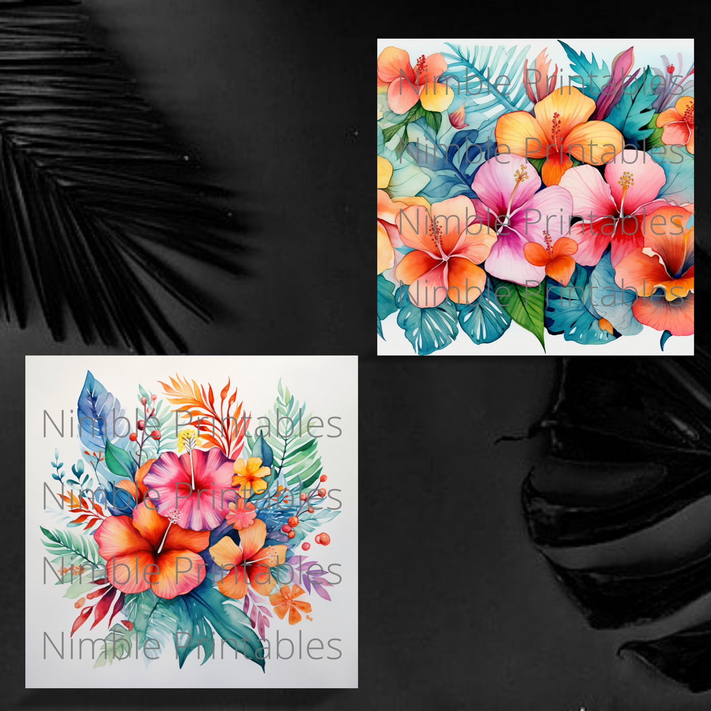 Tropical Boho Floral Square Coaster png, Coaster Bundle, Floral png, Boho png, Instant Downloads Sublimation Design