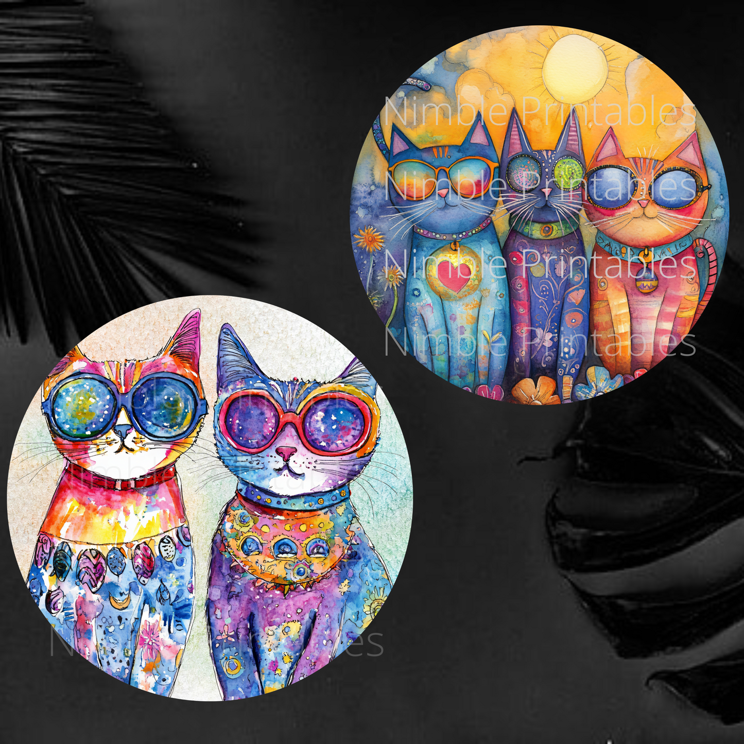 Whimsical Cat Car Coaster PNG,  Instant Downloads Sublimation Design Car Accessories Cat PNG, Funny Cat PNG, Cute Cat Coaster, Pet PNG