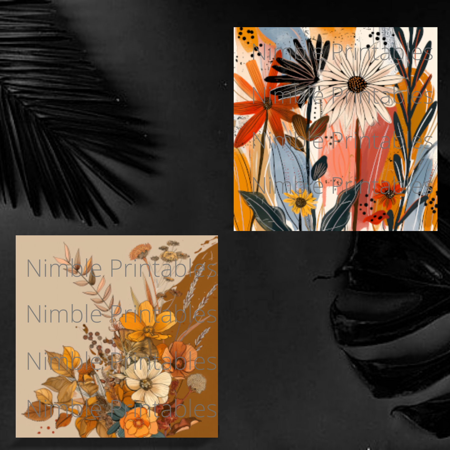 Autumn Boho Floral Square Coaster PNG, Coaster Bundle, Floral png, Boho PNG, Instant Downloads Sublimation Design