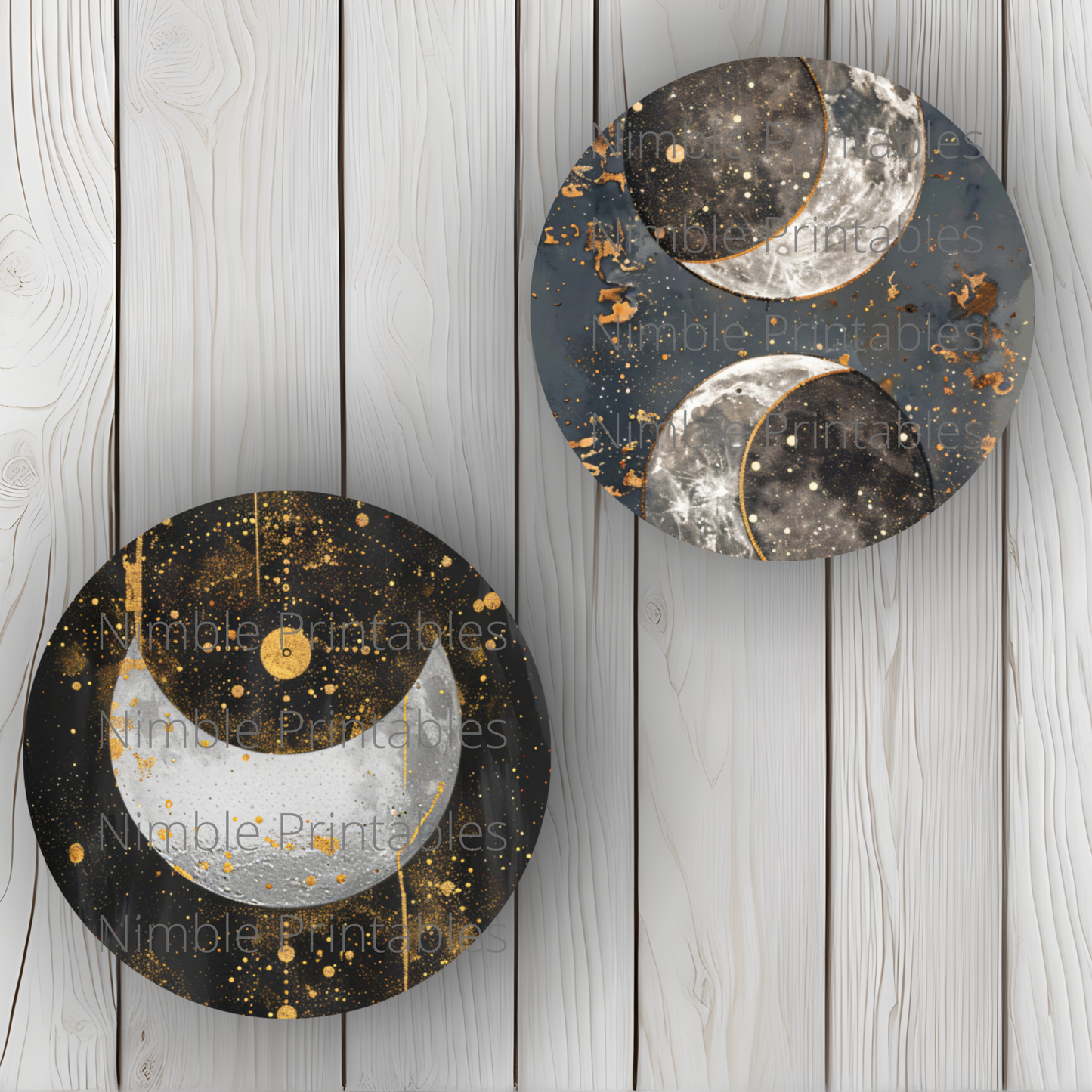 Celestial Moon Car Coaster PNG, Instant Downloads Bundle, Sublimation Design, Car Accessories, Star PNG