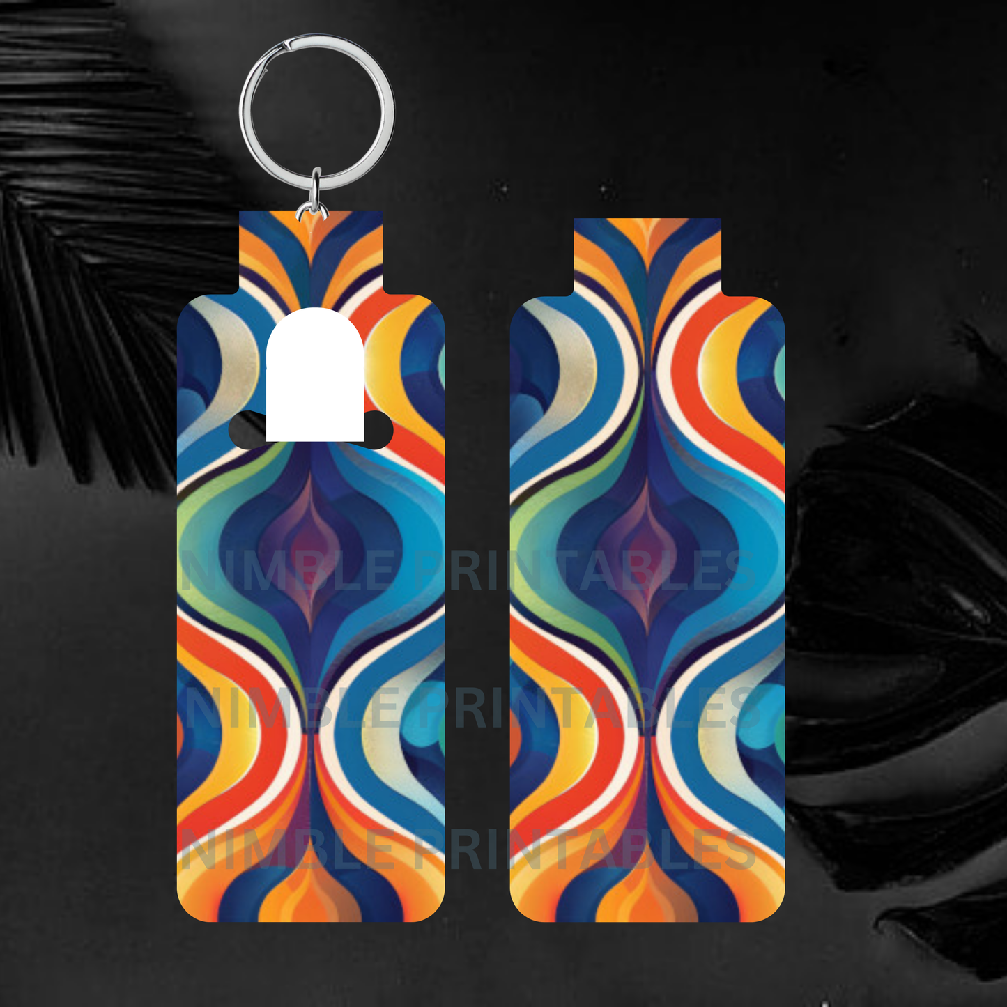 Retro Print Skinny Lip Balm Sublimation Bundle Skinny Lip Balm Holder PNG Key Ring Tag Fob Digital Downloads, Instant Download Groovy png