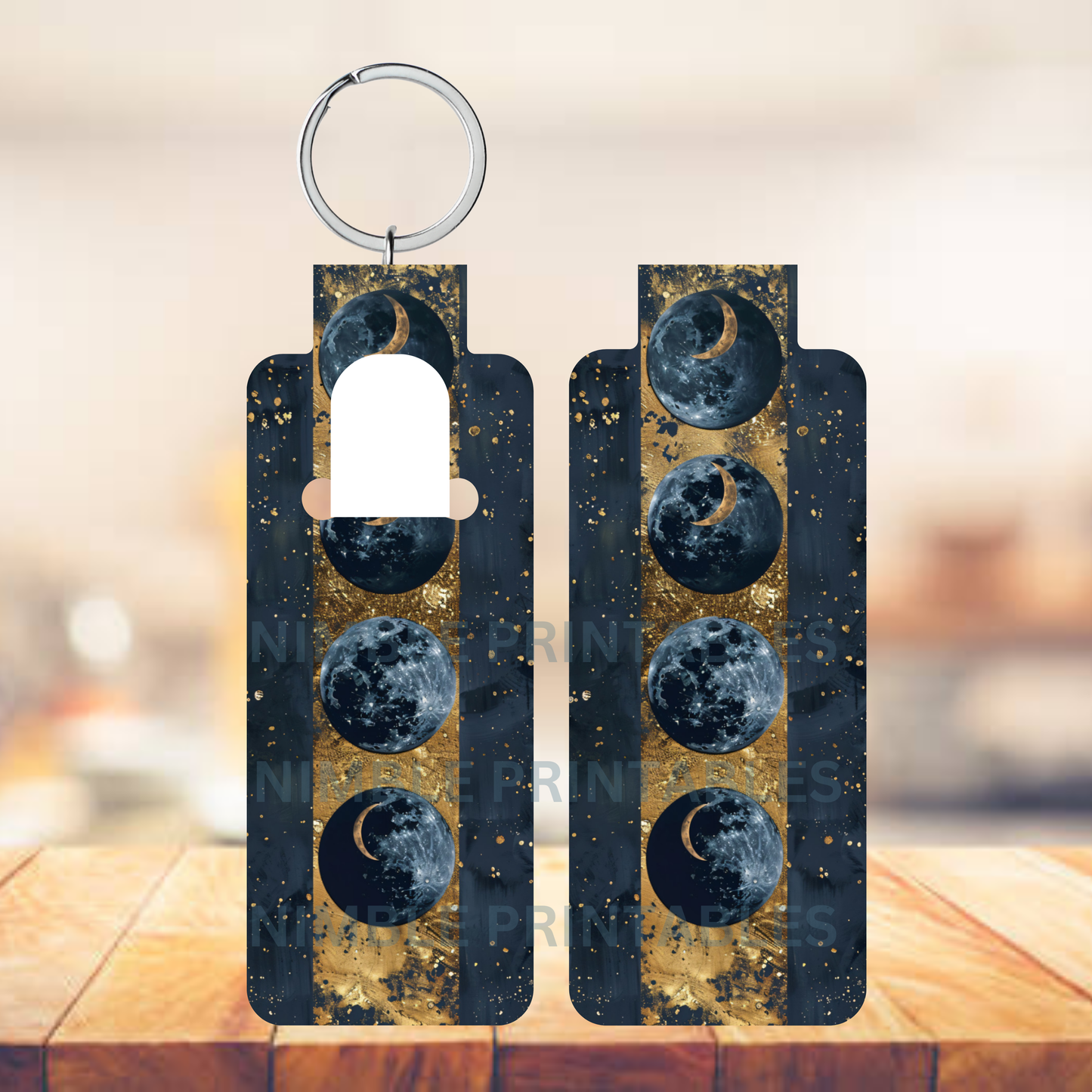 Moon Phase Keychain, Celestial Earrings, Space Themed Jewelry, Gold Flecked Lunar Cycle, Boho Night Sky Accessories, Galactic Gift Idea