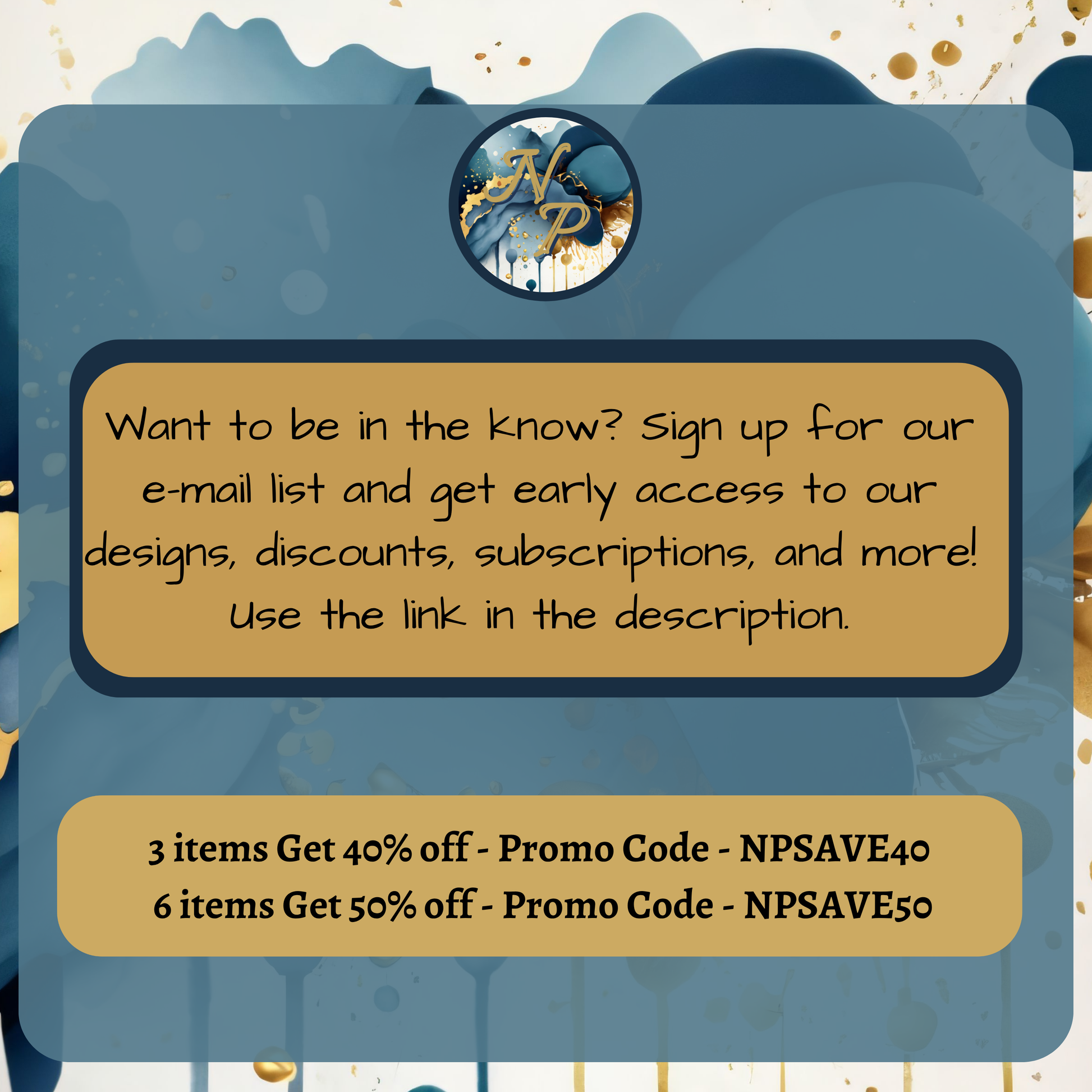 Sign up for email for designs, discounts, and more. Get 40% off 3 items with NPSAVE40/50% off 6 items with NPSAVE50.