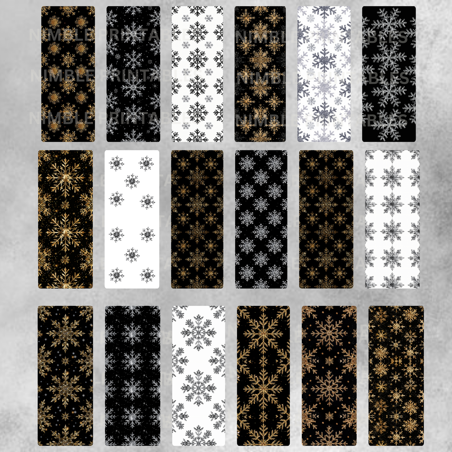 Winter Snowflake Patterns Digital Paper Pack, Seamless Background, Scrapbooking, Christmas Craft, Gold and Black Designs, Printable Art