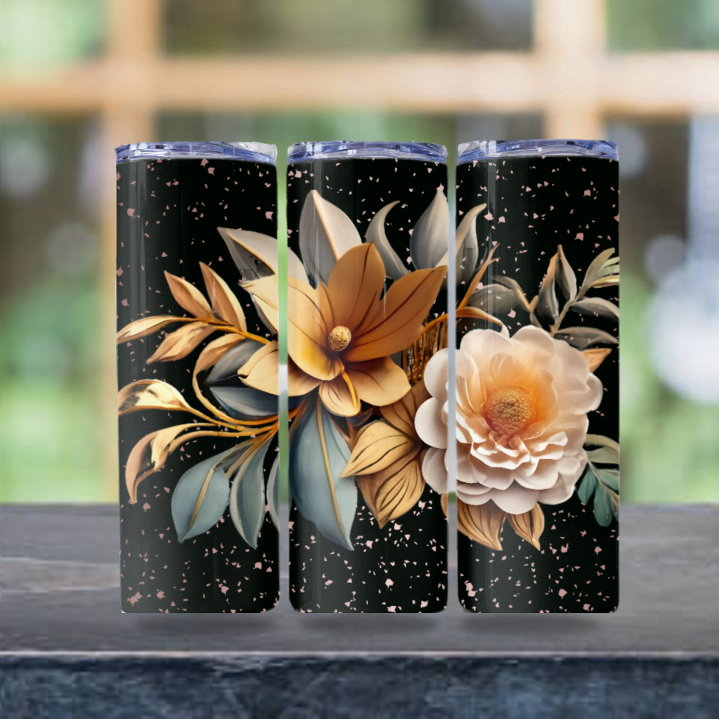 3D Floral Tumbler Wrap 20z Skinny Tumbler Sublimation Design Digital Download PNG, Colorful Tumbler Wrap, Floral Print