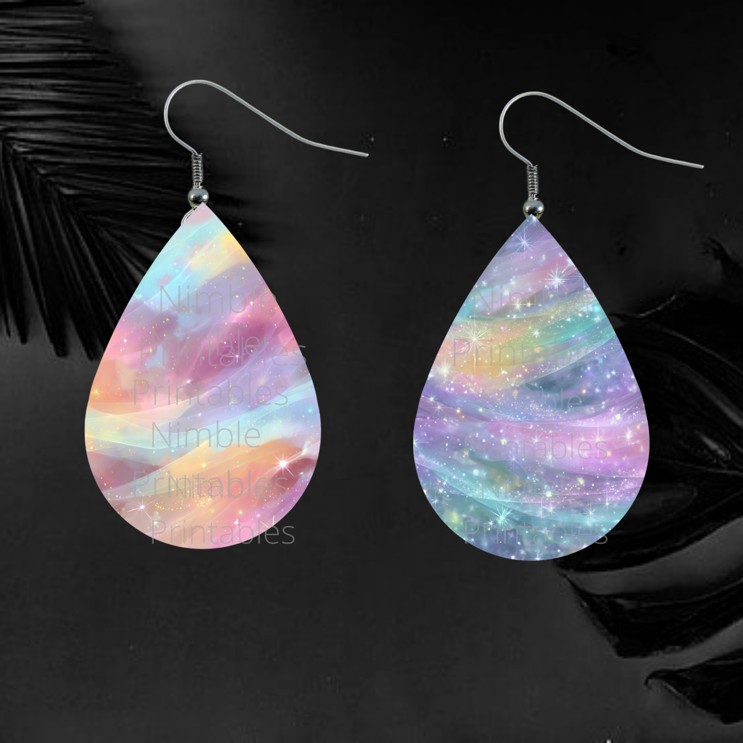 Teardrop Earring PNG Sublimation Instant Download Designs Digital Iridescent Sparkle Leopard Print Glitter PNG Animal Print Jewelry