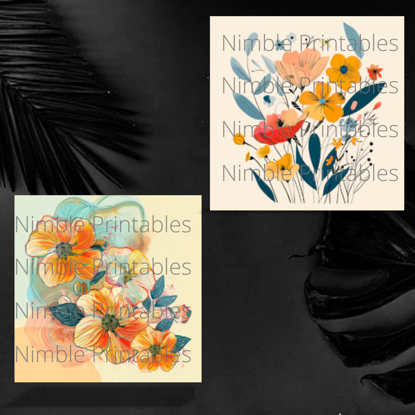Vintage Boho Floral Square Coaster PNG, Coaster Bundle, Floral png, Boho PNG, Instant Downloads Sublimation Design