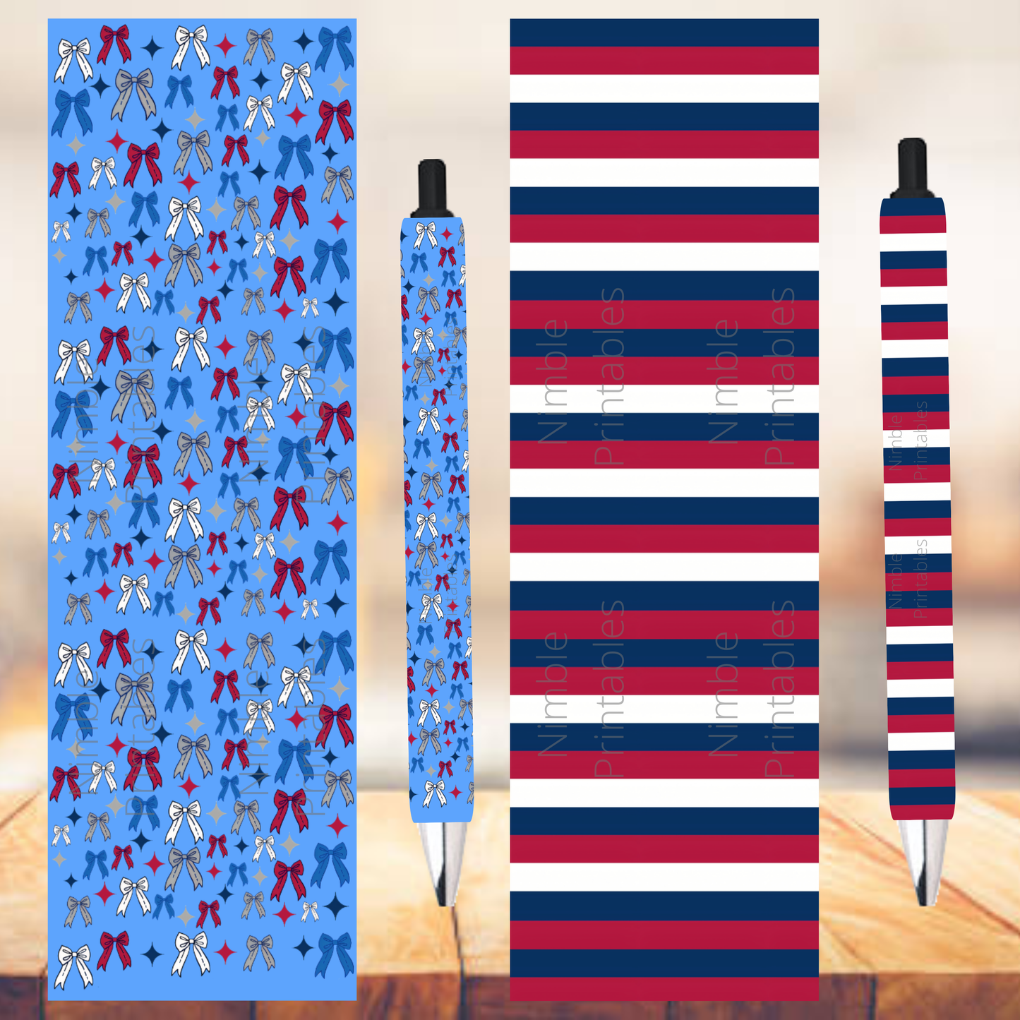 American Flag Pen Wrap PNG, Ink Joy Pen Wraps, Waterslide Pen Wrap PNG, Instant Digital Download, coquette bows png, Floral png, star png