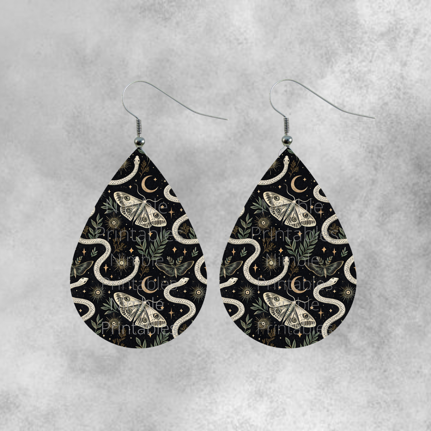 Teardrop Earring PNG Earrings Butterfly, Snake, Scarab, Sublimation Earring Designs Digital Download Instant Download, moon png