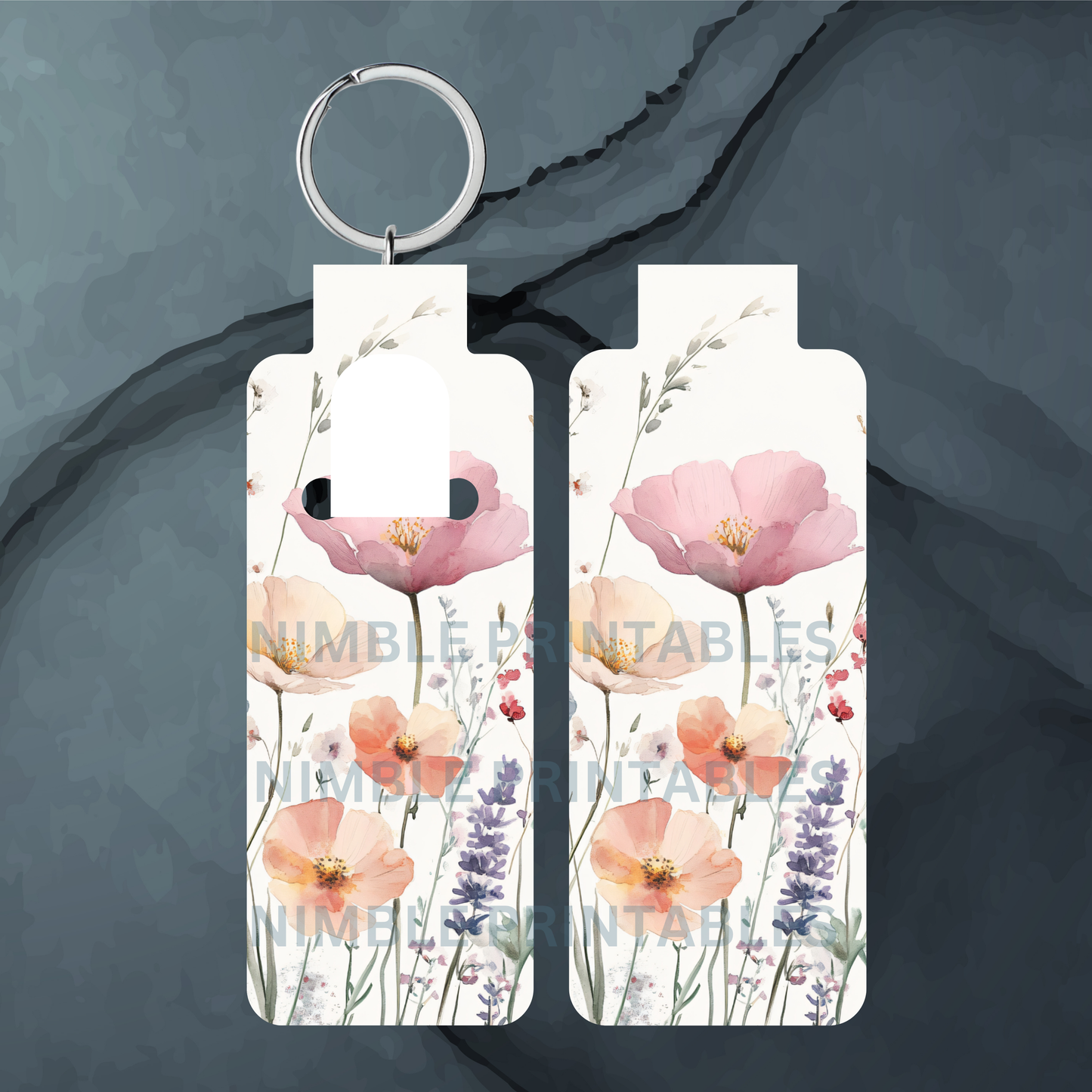 Wildflower Lip Balm Sublimation Bundle Skinny Lip Balm Holder PNG Key Ring Tag Fob Instant Dgital Download Floral PNG