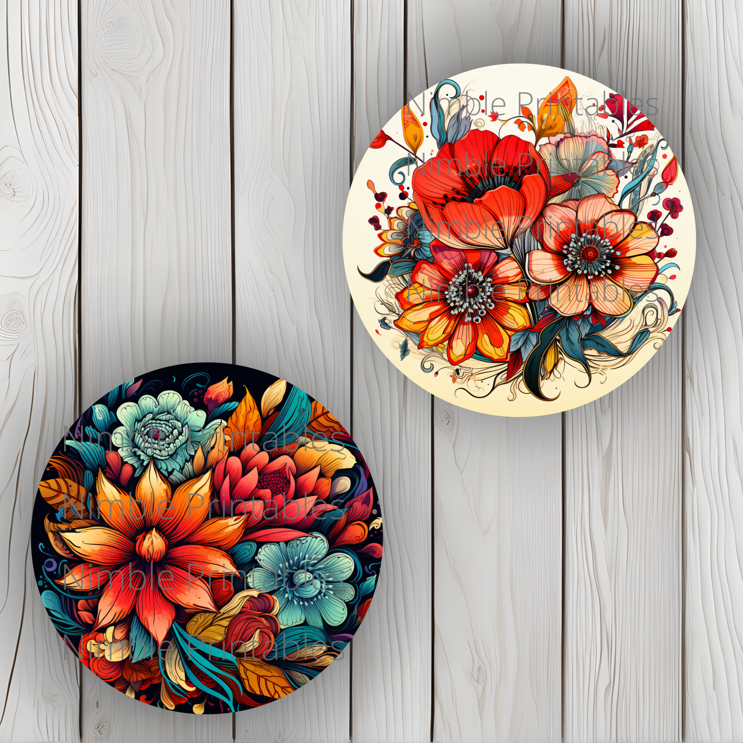 Boho Floral Car Coaster PNG, Floral, Car Coaster PNG, Boho PNG, Instant Downloads Sublimation Design Car Accessories