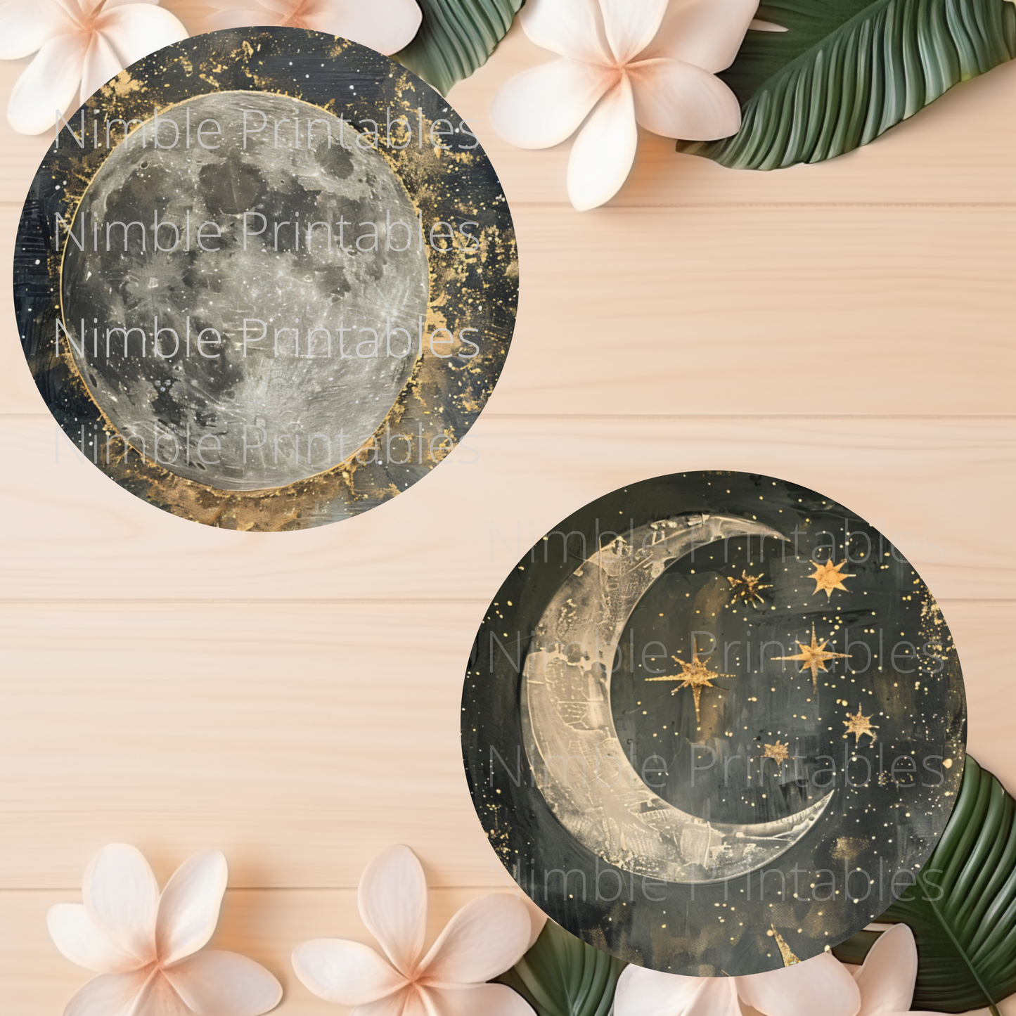 Celestial Moon Car Coaster PNG, Instant Downloads Bundle, Sublimation Design, Car Accessories, Star PNG