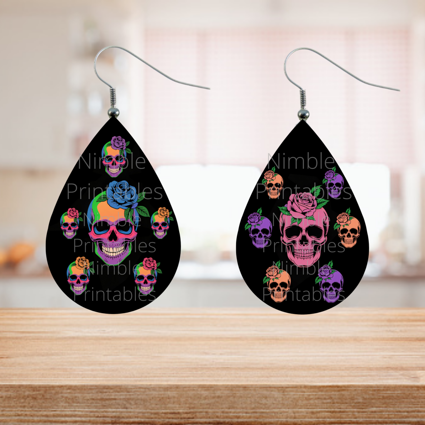 Teardrop Earring PNG Halloween PNG Sublimation Digital Instant Download Designs Skull PNG Goth PNG
