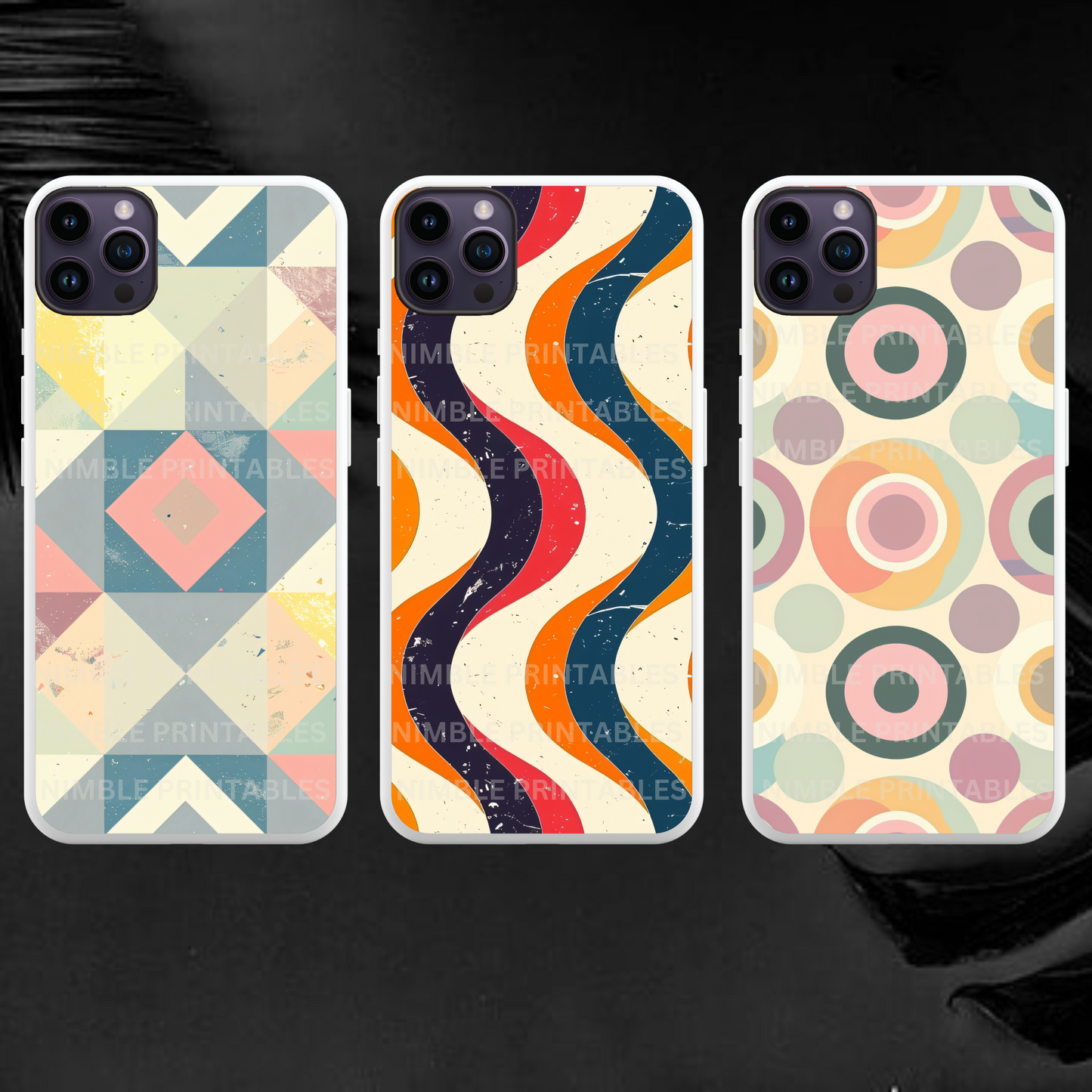 Retro Print Phone Case Sublimation, Phone Case PNG, Phone Case Design, Digital Download, Groovy PNG, Trendy PNG, Template for Custom Cases