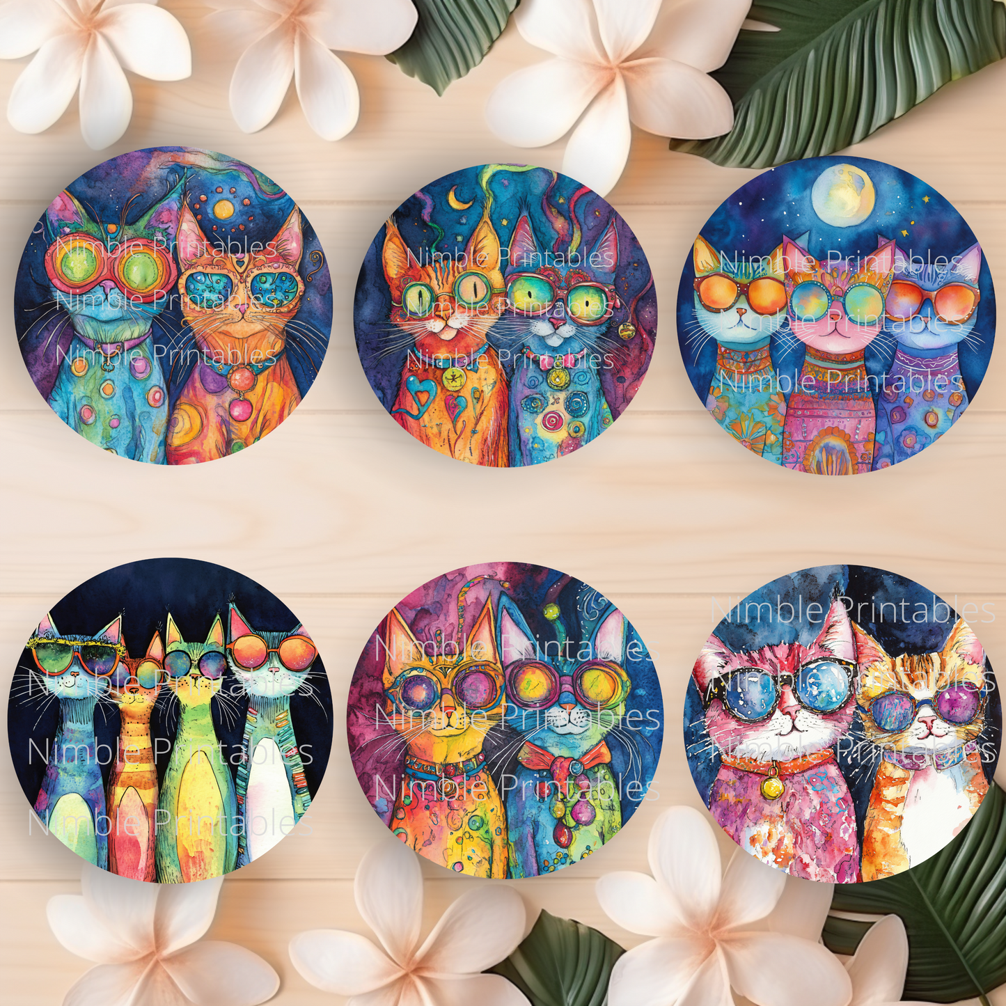 Whimsical Cat Car Coaster PNG,  Instant Downloads Sublimation Design Car Accessories Cat PNG, Funny Cat PNG, Cute Cat Coaster, Pet PNG