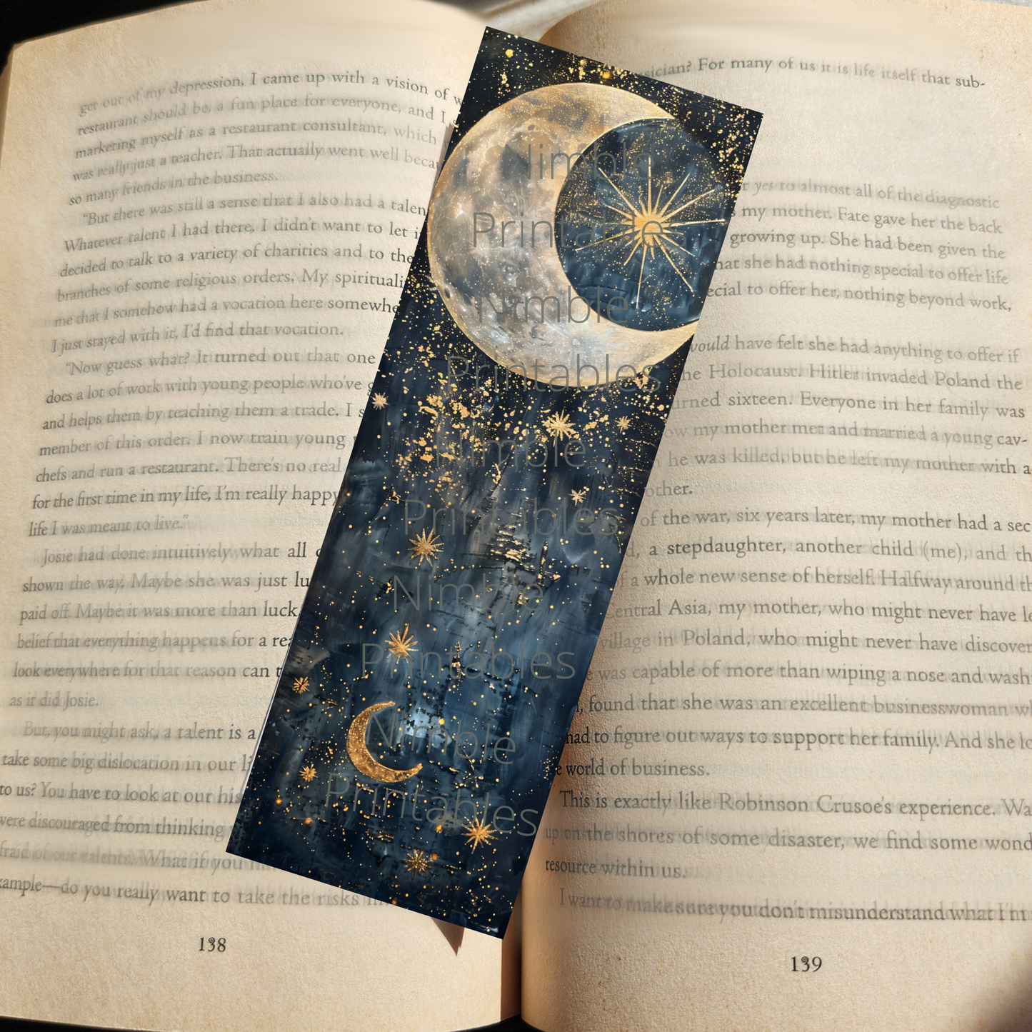 Printable Bookmarks Bundle Celestial Moon, Digital Downloads, Watercolor Bookmark, 42 PNG & 42 JPG Bookmark Sublimation, Star and Moon PNG